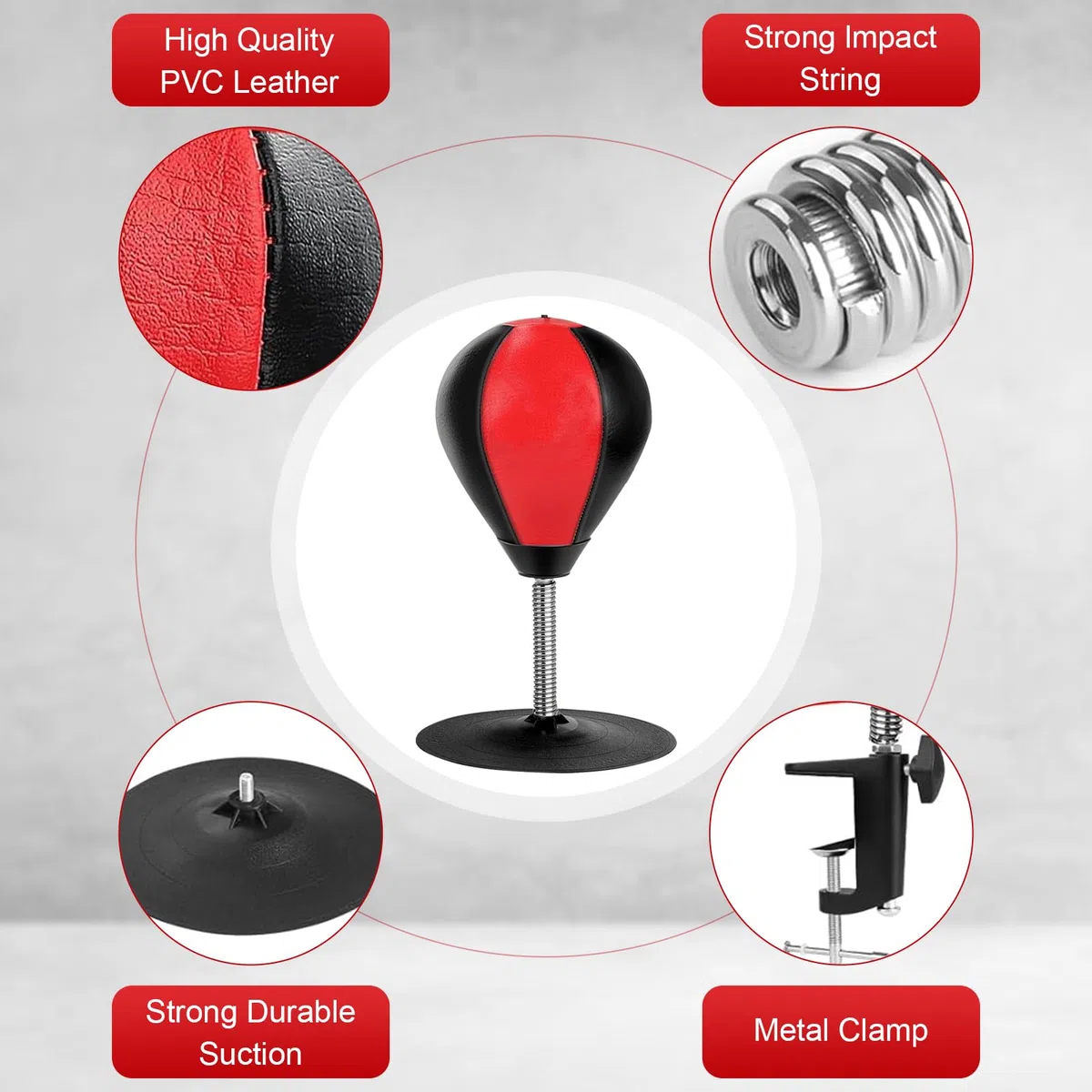 Mini Sac de Frappe Anti-Stress avec Pince de Table et Ventouse pour la Table et Le comptoir de Bureau, Punchingball pour Enfants et Adultes