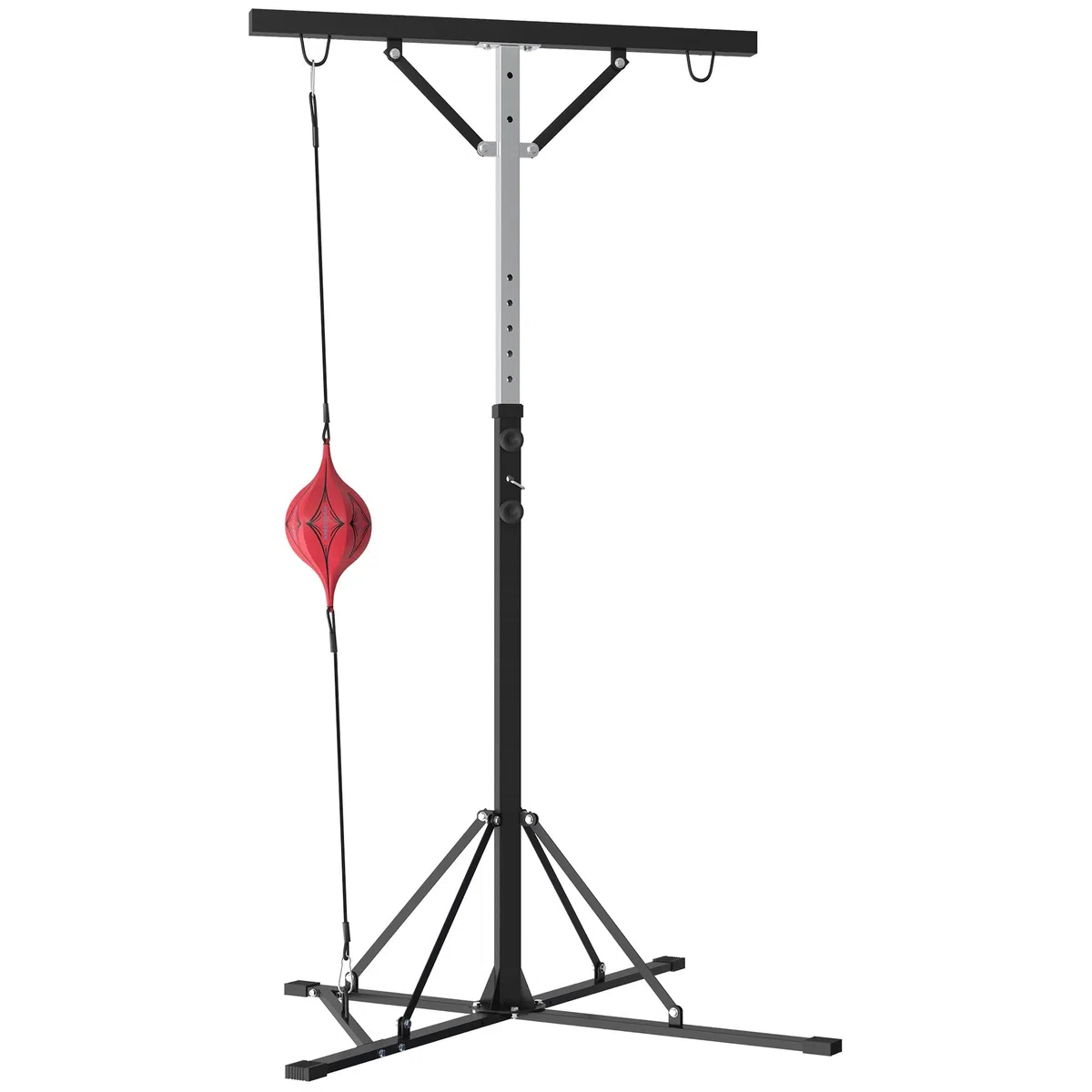 Support de Sac de Boxe SPORTNOW Réglable en Hauteur, Support de Sac de Boxe indépendant avec Speedball, jusqu'à 60 kg de Charge, Acier, Noir