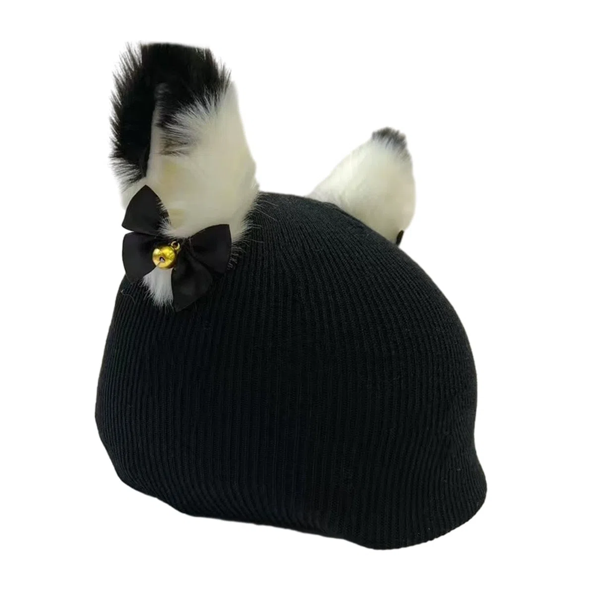 F Fityle Housse de casque de Ski, bonnet pour femmes et hommes, Sports d'hiver, extensible, dessin animé, housse de protection, chapeau tricoté, décoration de, Chaton noir