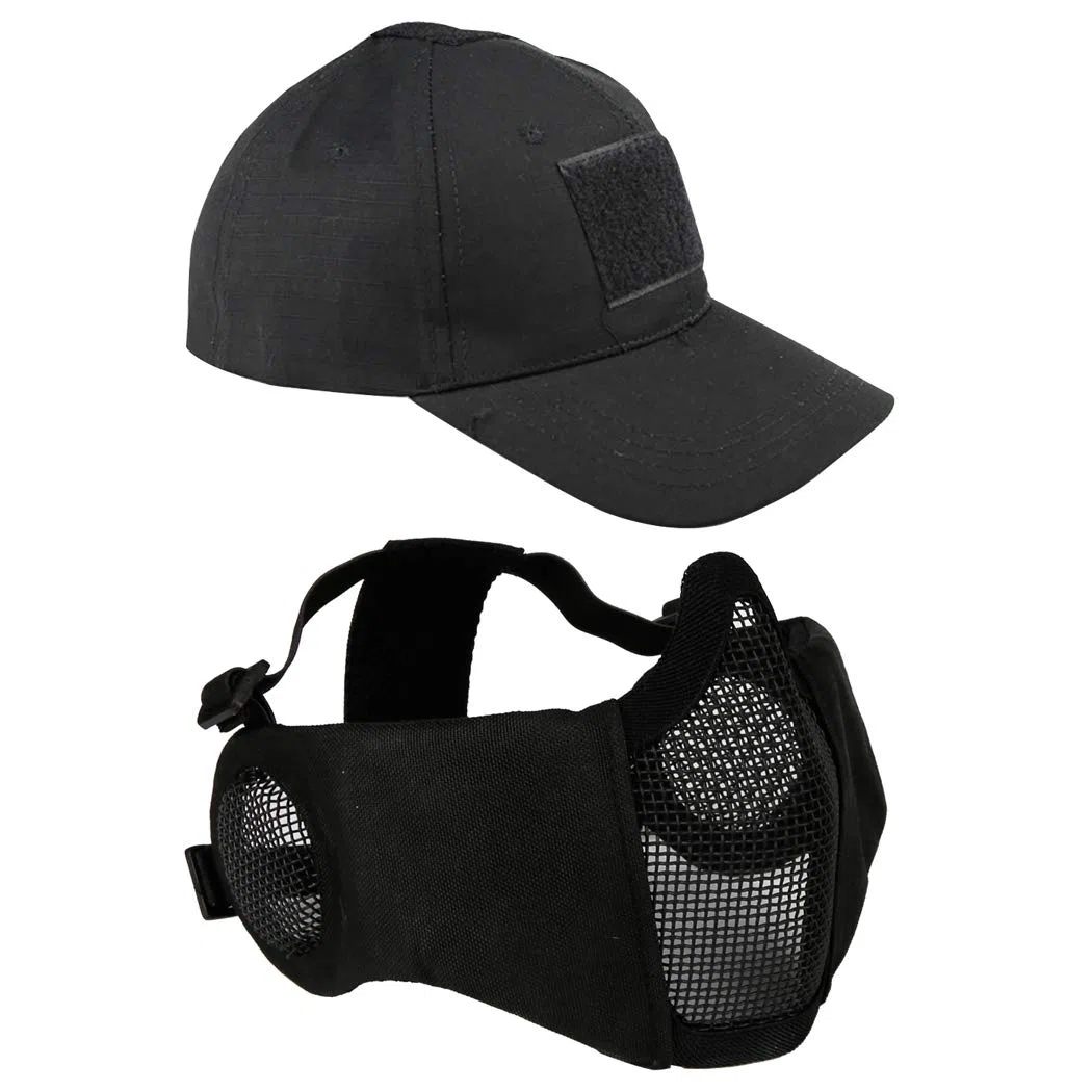 Masque pliable en maille avec protection des oreilles et casquette de baseball réglable pour CS/chasse/paintball/tir