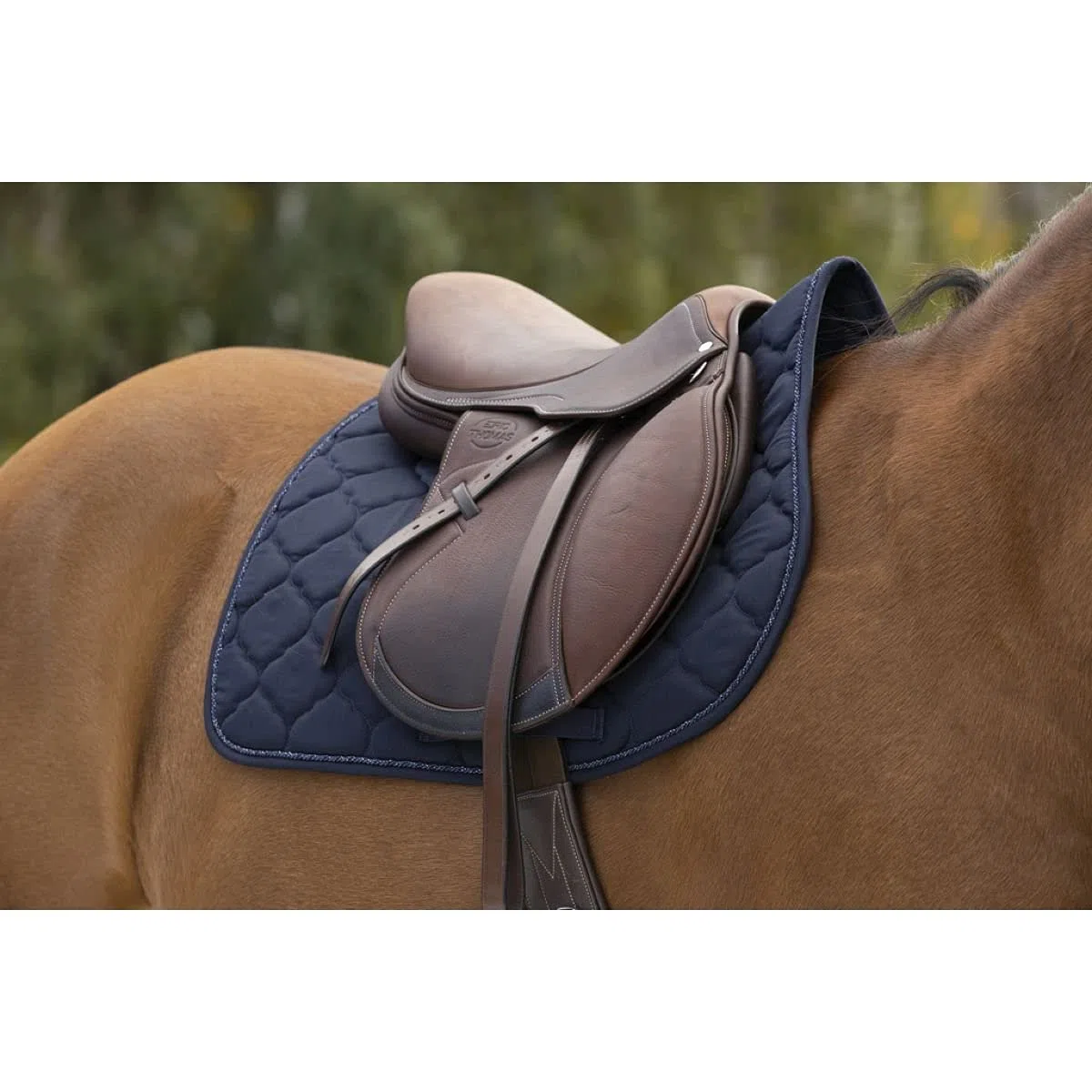 Riding World Tapis de selle en corde avec bordure pailletée Taille poney Bleu marine