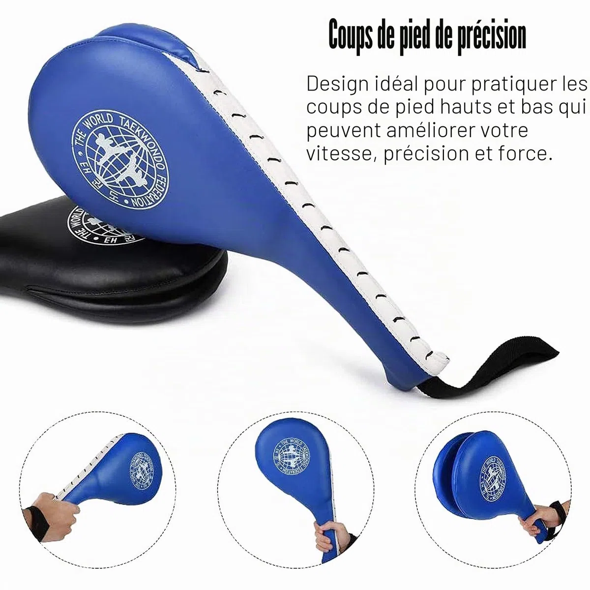 Lot de 2 Raquettes de Taekwondo Double Kick Cibles Durables - Pads de Boxe Solides pour Arts Martiaux - Pads de Poing pour Karaté, Kickboxing, MMA - Pratique pour Enfants, Jeunes et Adultes