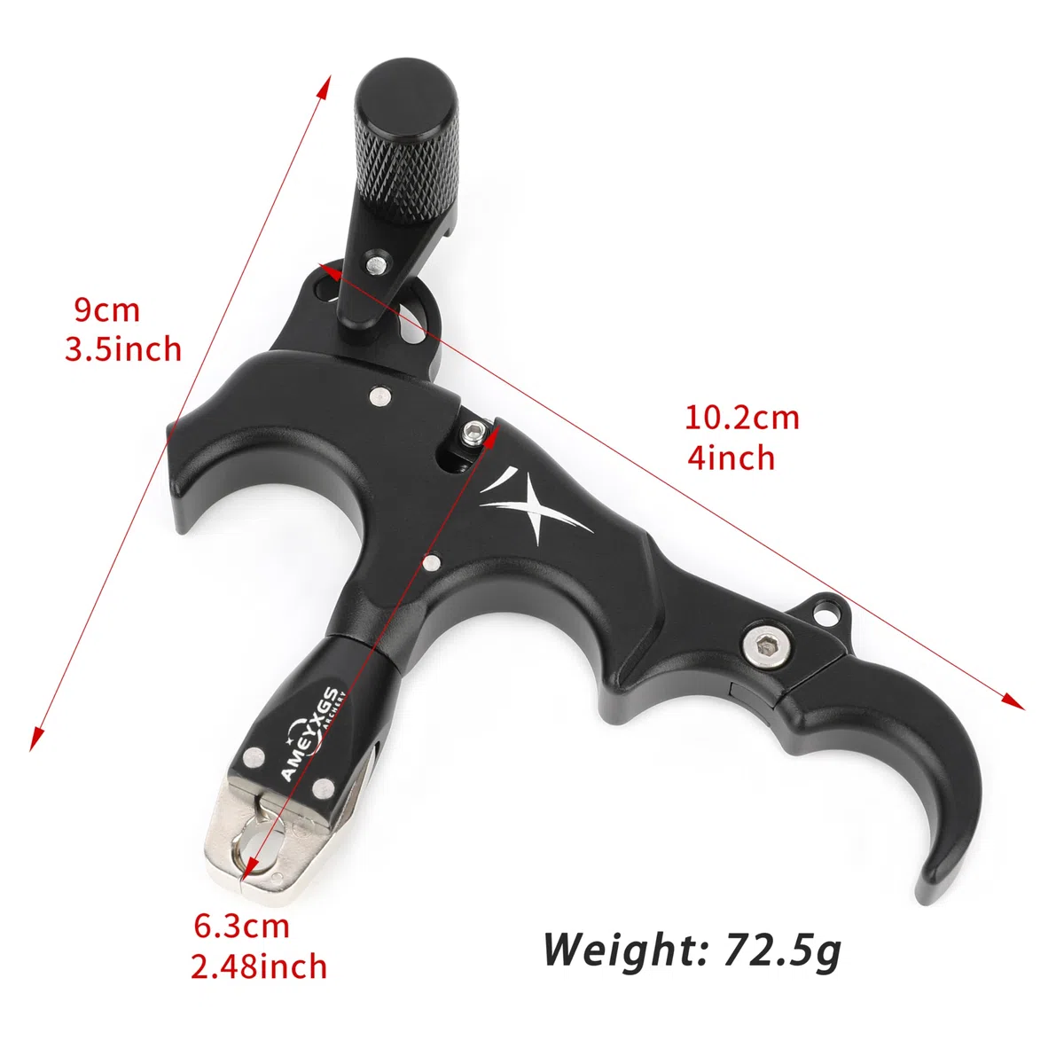 Déclencheur d'arc pour Le tir à l'arc Déclencheur Rotatif 360° pour Arc à poulies 3 Doigts 4 Doigts pour droitier et gaucher