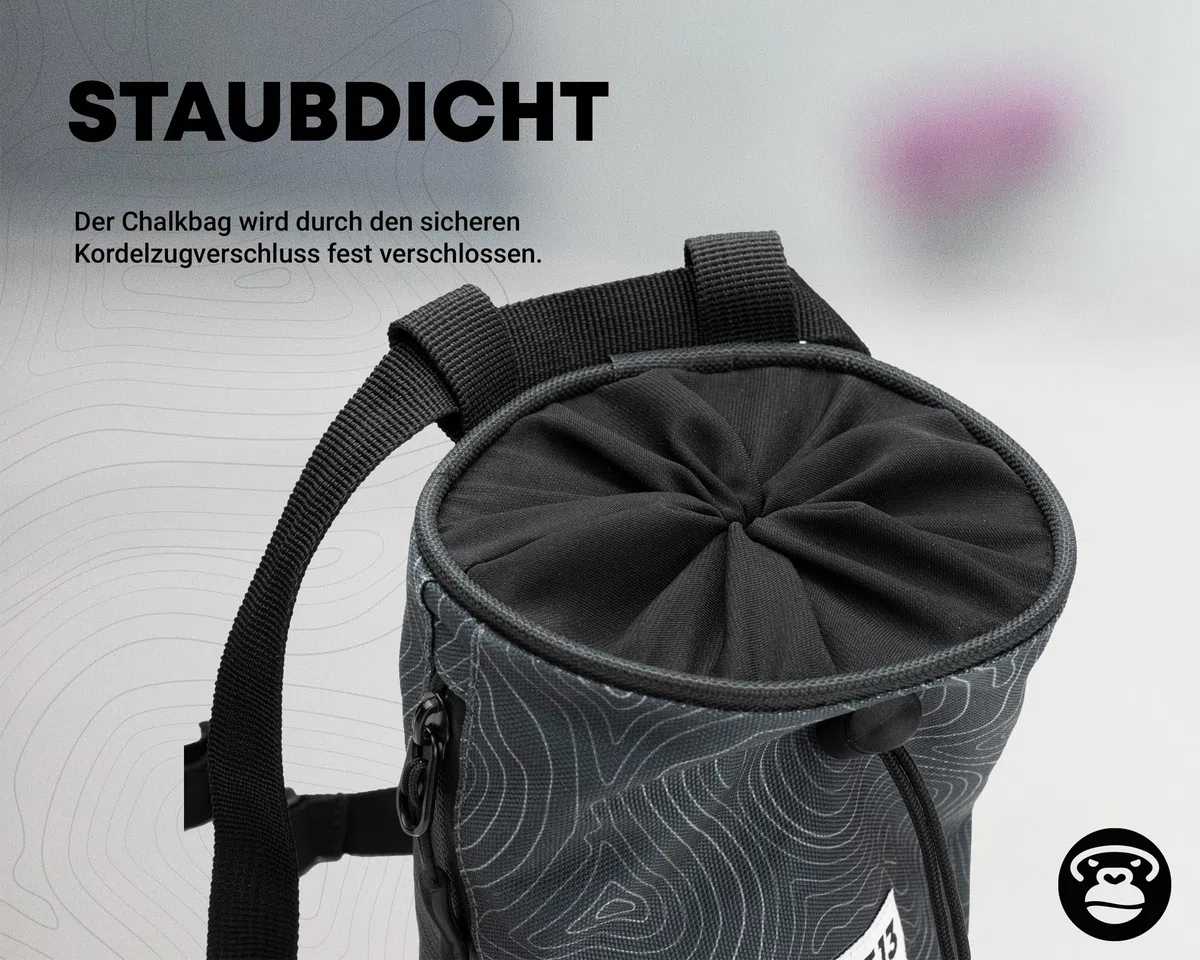 Sac à Magnésie pour l'Escalade et le Boulder - Kit Avec Sangle, Support pour Brosse - Grand Sac de Magnésium pour Chaux/Craie