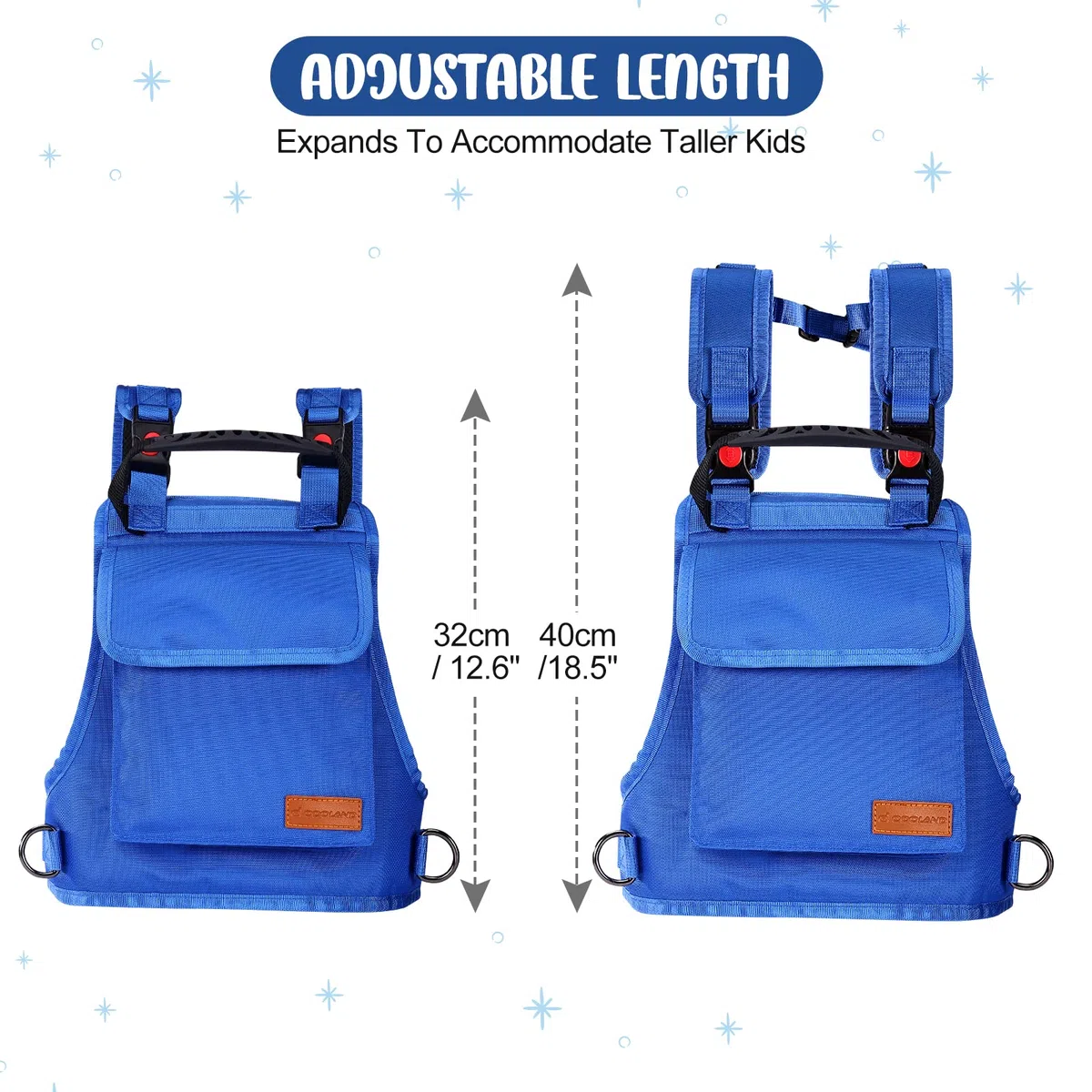 Odoland Harnais Ski et Snowboard avec Sac à Dos pour Enfants, Harnais d'Entraînement de Ski pour Enfants, Siège Réglable et Poignée de Levage Facile, Enseignement du Contrôle de la Vitesse