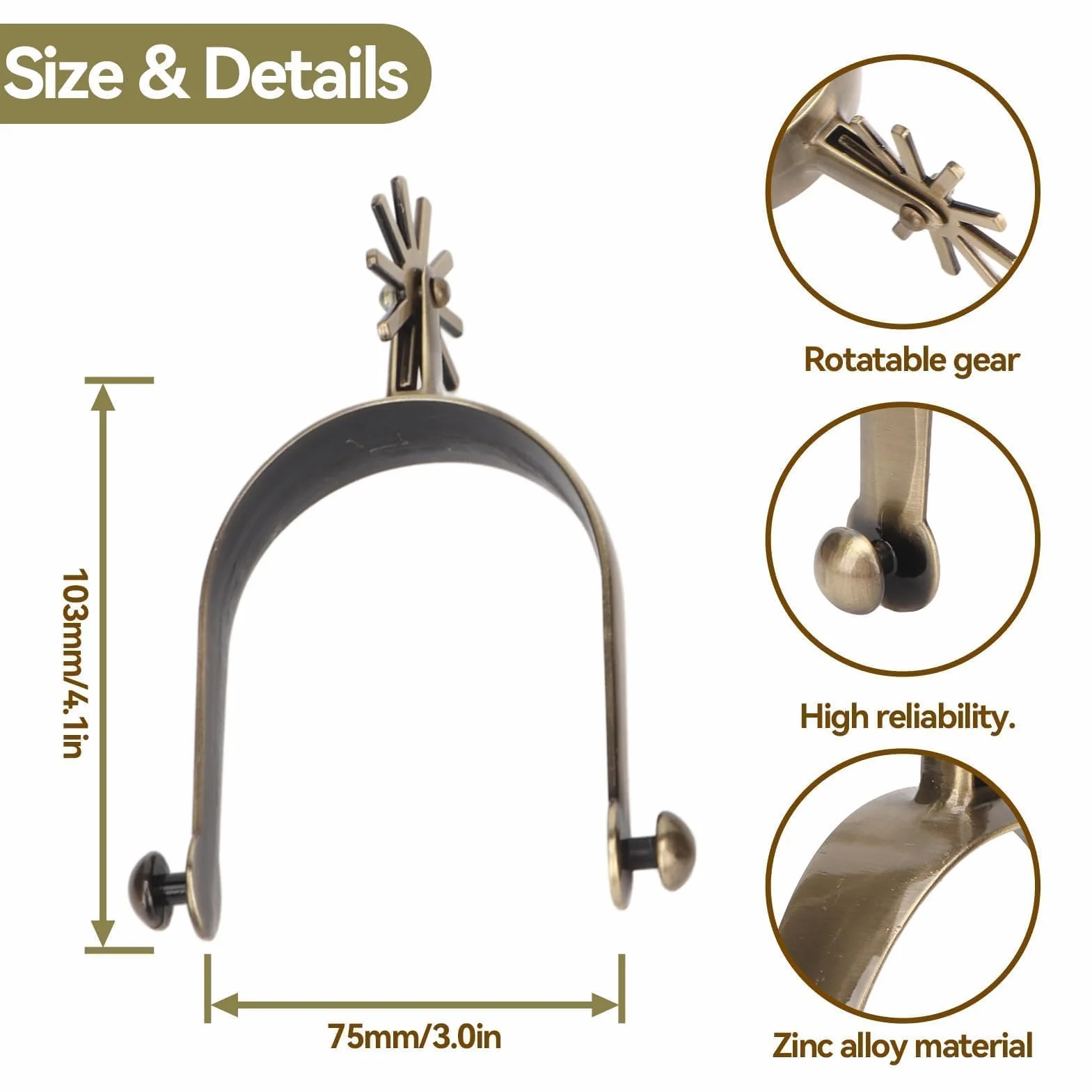 West Spur, Horse spurs spurs spurs pour bottes de cowboy West cowboy style Western spurs en alliage de zinc spurs bottes de cowboy spurs spurs Vintage spurs Walking Horse Rope spurs pour l'équitation