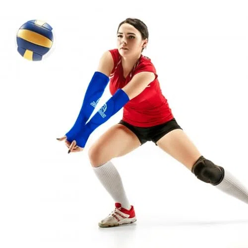 Lot de 2 Paires de Manchette Bras de Volleyball, Coudières de Volleyball Adolescent, avec Rembourrés, Trou de Pouce, pour Les Femmes, Filles, Adolescents