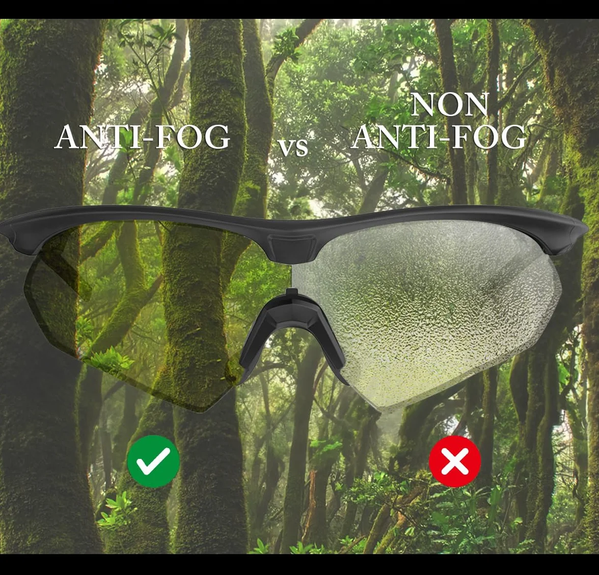 HTS HUNTERSKY S53 Lunettes de sécurité tactiques anti-buée pour le tir, protection balistique des yeux, idéales pour la chasse, l'airsoft, la conduite et le pickleball