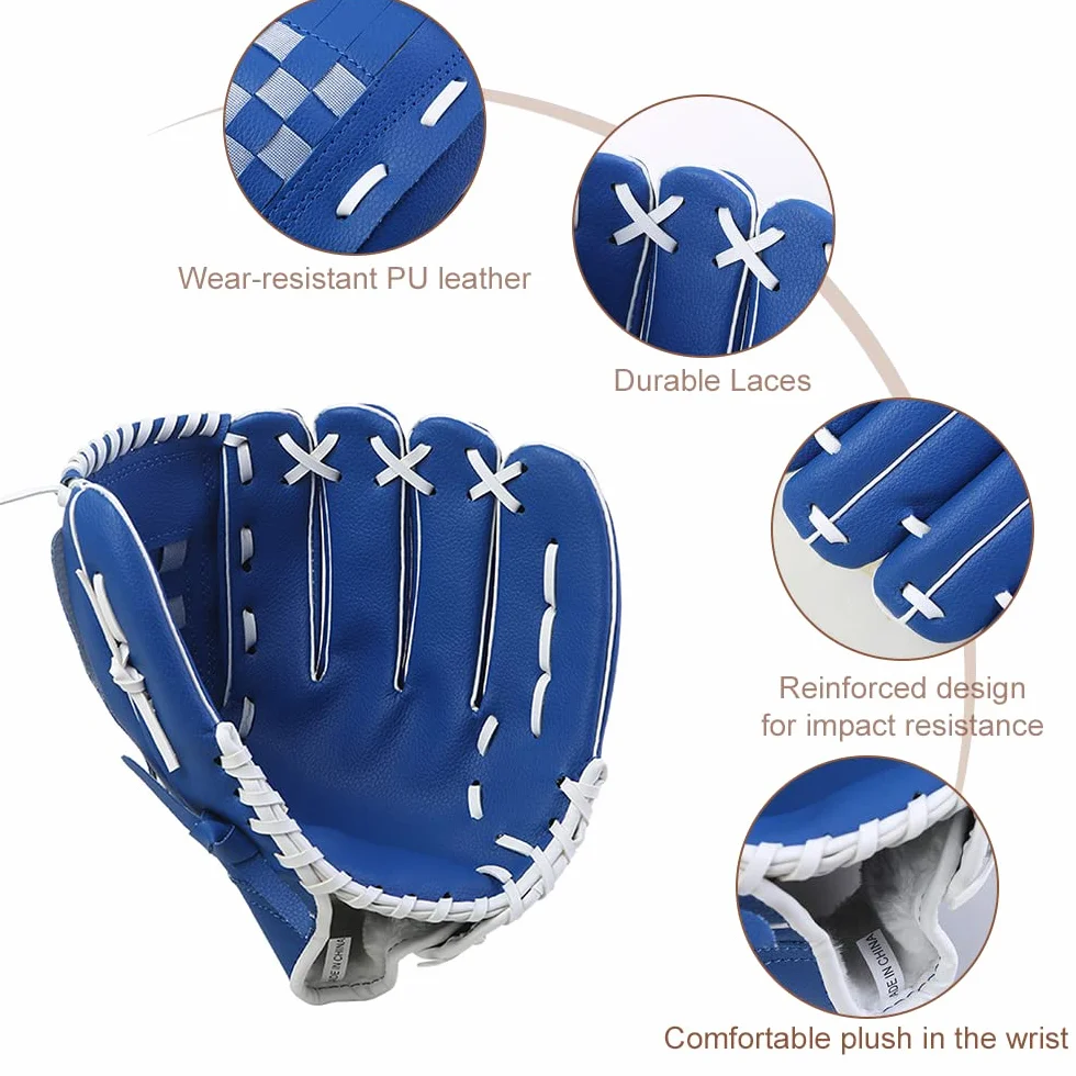 Gants de baseball 10,5/11,5/12,5 pouces pour enfants, adolescents, adultes, main gauche, gants d'entraînement de baseball