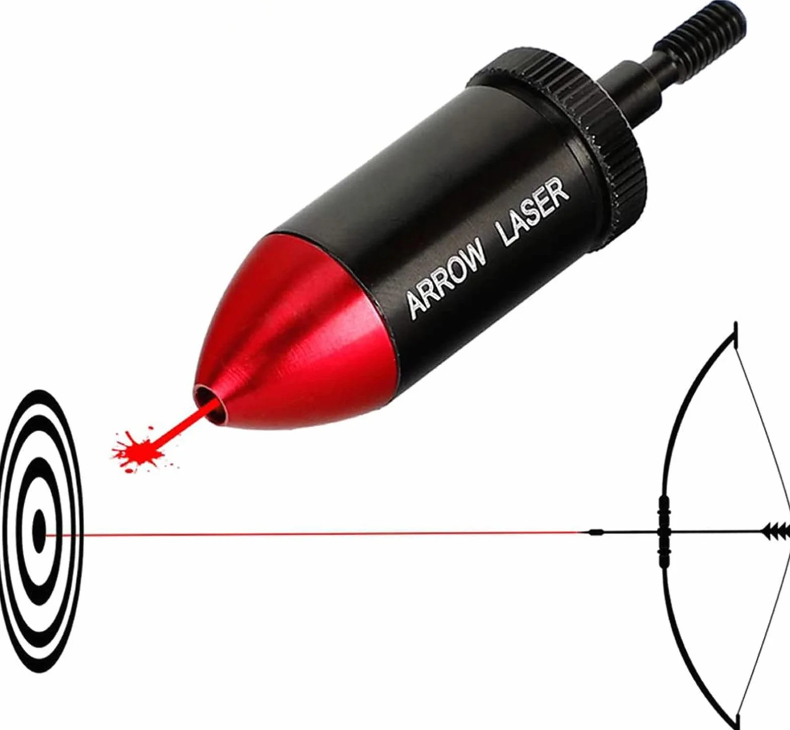 16MM arbalète tir à l'arc flèche Outil de visée à alésage Rouge se visse sur des flèches avec 2 Jeux de Piles