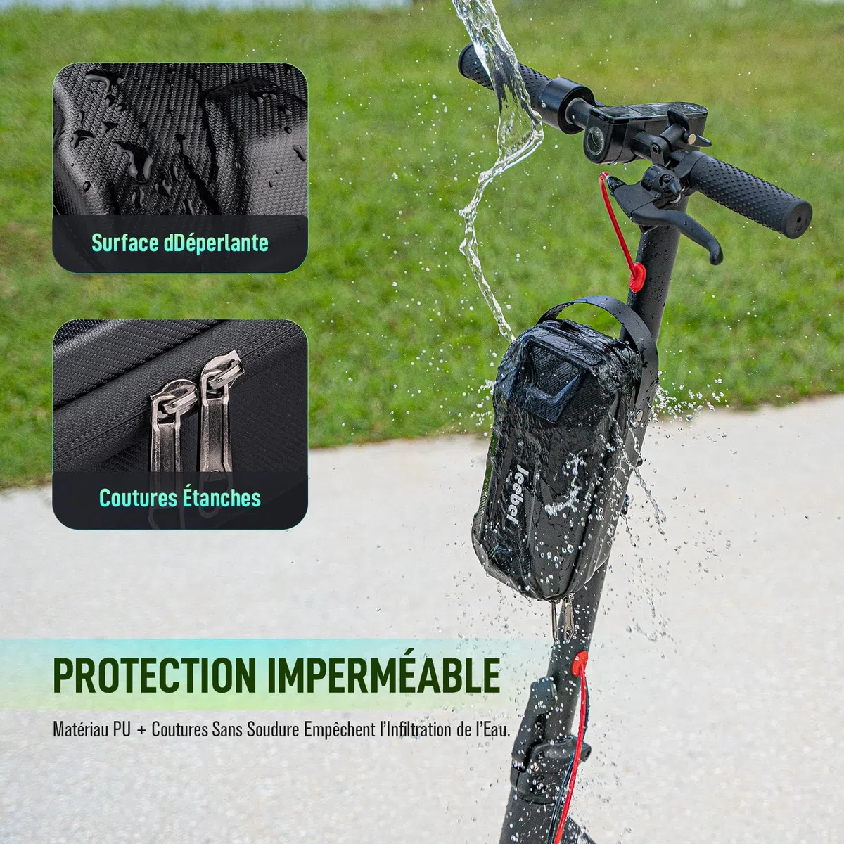 Jeebel Sac de Trottinette Électrique 3/4/5L Sacoche de Guidon Étanche Grande Capacité avec Système Fixation Rapide - Sac Avant pour E Scooter Xiaomi Mijia Sedway Ninebot (3 L)