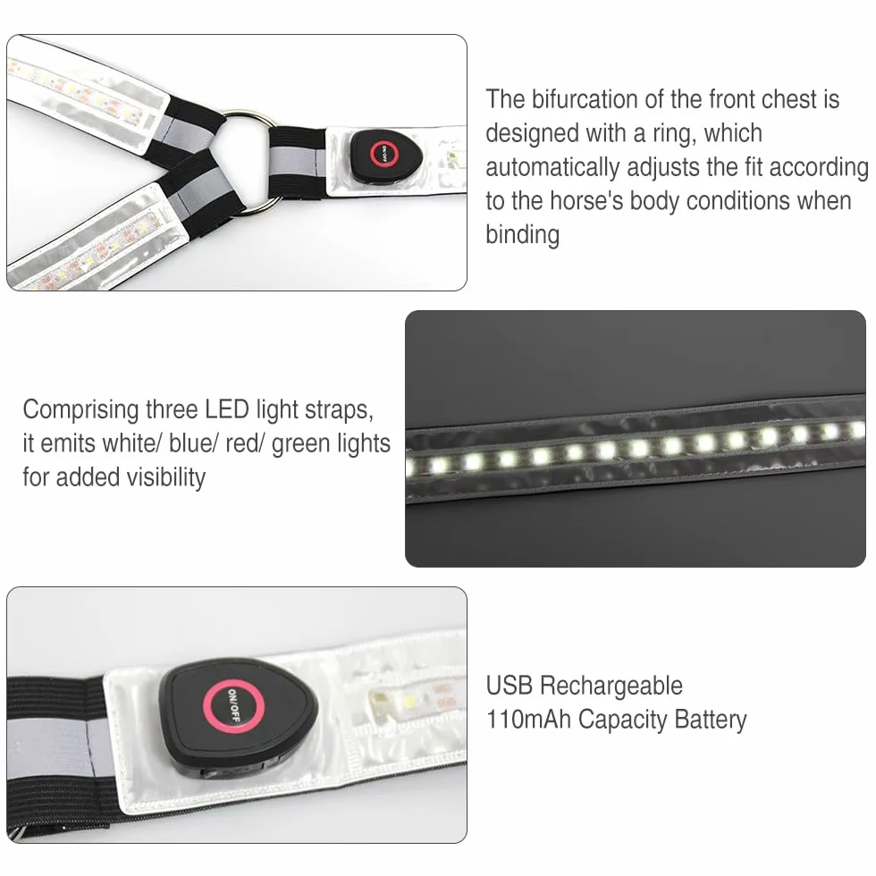 Collier plastron LED réglable pour une visibilité nocturne et