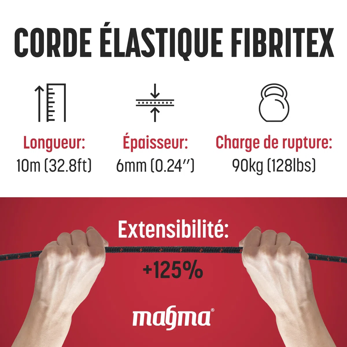MAGMA Rouleau de Corde Elastique | Diamètre 6 mm - Sport Nautique, Survie, Voile, Bateau, Camping, Bâche | pour Intérieur et Extérieur: Randonnée, Bivouac, Jardin (25, Noir)