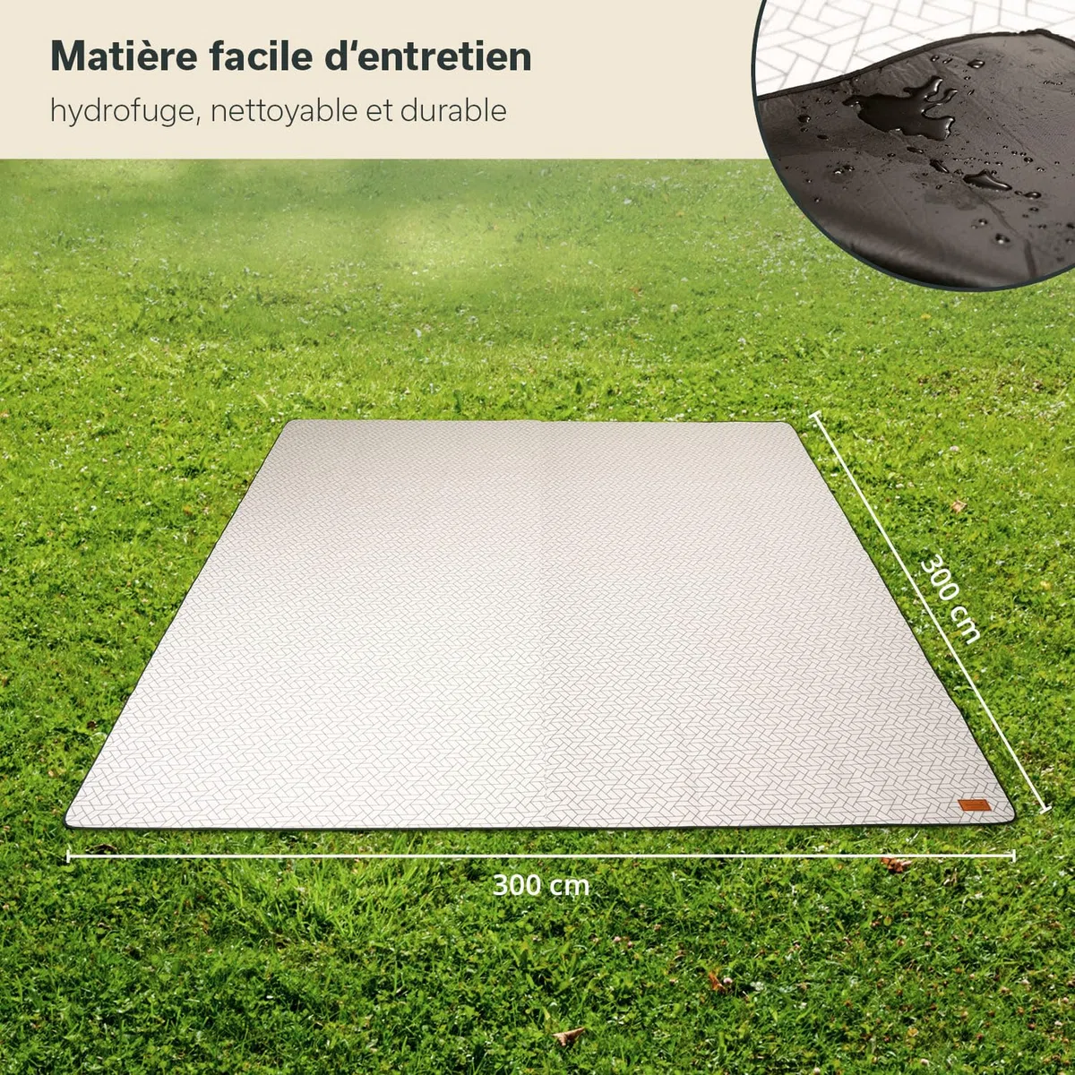 Skandika Tapis de Tente | Tapis d'extérieur en Polaire Softtouch, Robuste & étanche, Sac de Rangement, Couverture de Pique-Nique, Tapis de Sol | Accessoires Camping, Caravane, Balcon (300 x 300 cm)