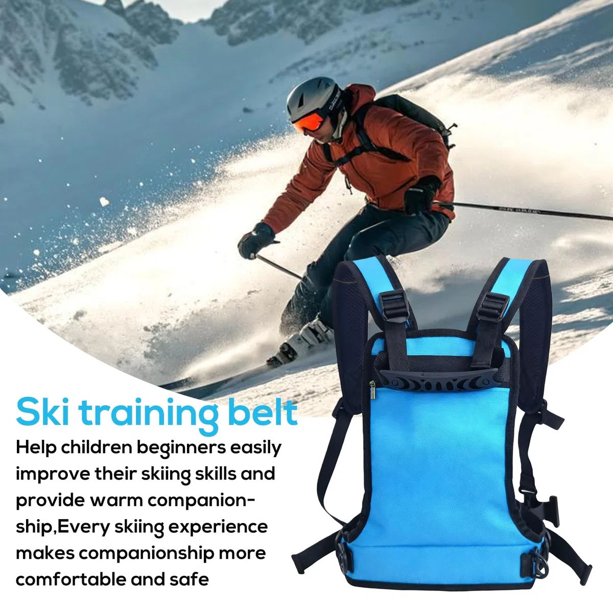 Harnais de sécurité pour ski et snowboard pour débutants, pour enfants, lanière de ski bleue pour enfants, lanière d'entraînement de ski de haute qualité pour enfants, lanière de chien stable pour