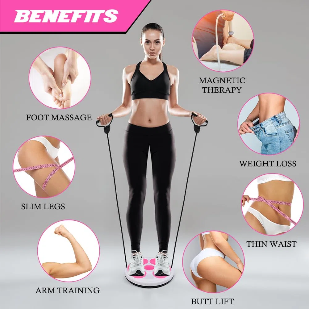 Flintronic Twist Disque de Taille, Disque de Torsion Fitness avec Corde, Twist Waist Board, Tour de Taille Torsion Disque, Planche d'équilibre Wobble Balance Board pour la Taille et Le Fitness