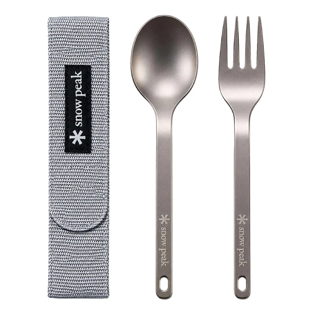 Snow Peak Ensemble fourchette et cuillère SCT-002 en titane japonais, ultra léger, compact pour le camping, la randonnée, l'utilisation quotidienne, fabriqué au Japon, produit garanti à vie, argent, taille unique