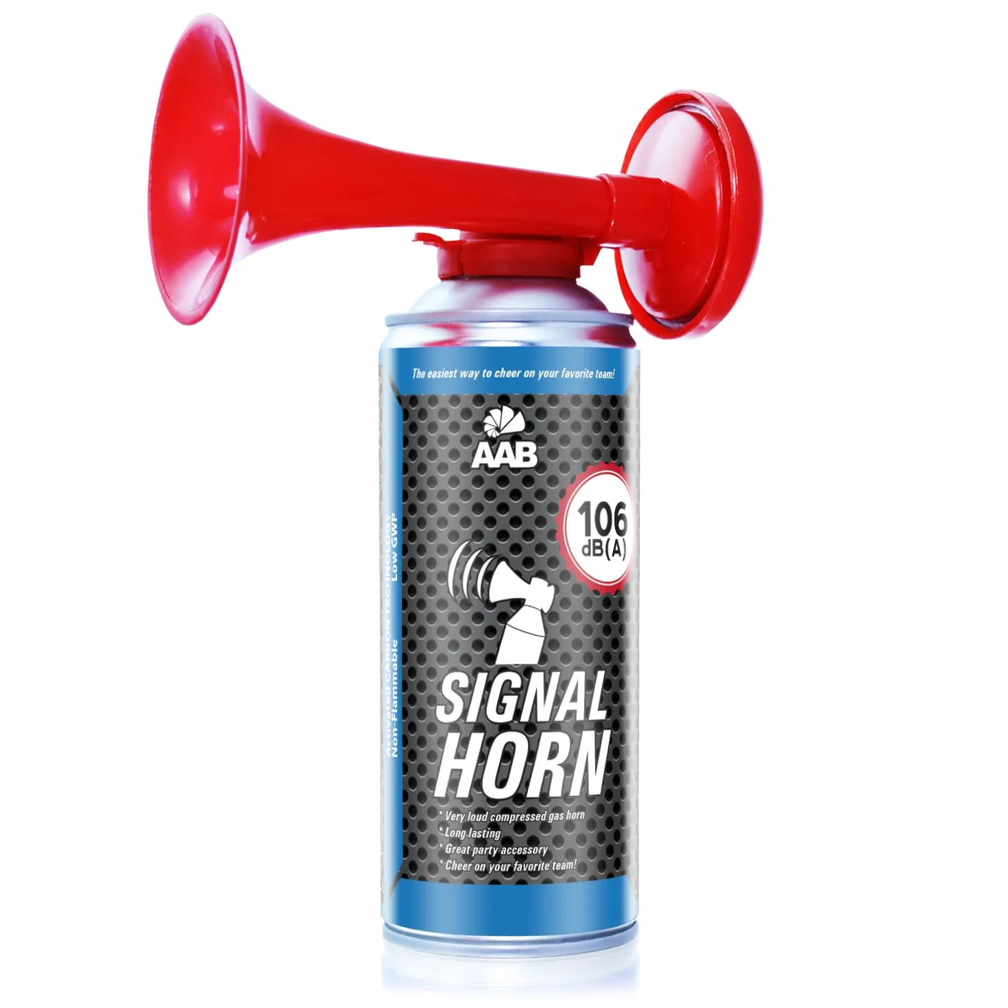 AABCOOLING Corne de Brume 106 dB(A) - Klaxon à air comprimé puissant jusqu'à 120 bips, avec gaz ininflammable, idéal pour le sport, les supporters et la navigation