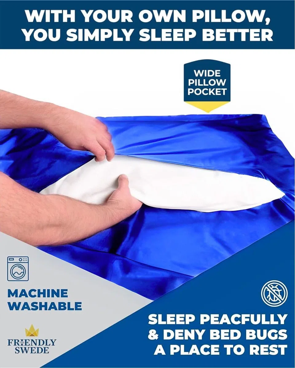 The Friendly Swede Sac de Couchage Inlay pour Camping et Voyage, Ultra léger, Petit encombrement, Soyeux Frais ou Chaud, coutil en Microfibre avec Sac de Compression