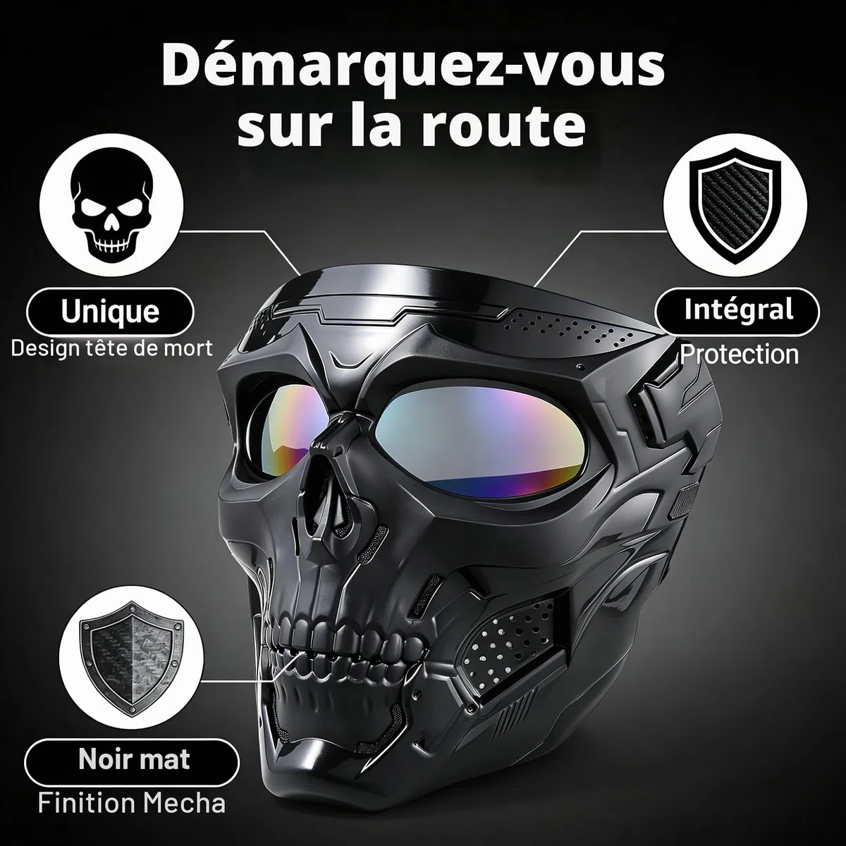 Masque Tactique intégral en Forme de tête de Mort pour Jeux de Survie, tir, Cosplay, Film, Paintball, Halloween