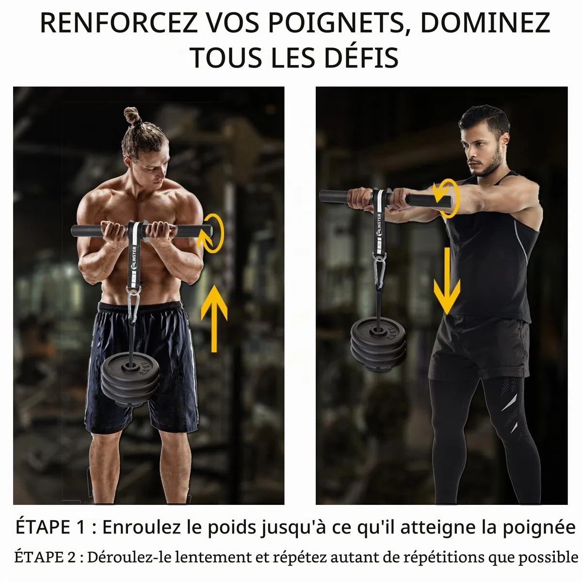 Appareil d'entraînement pour avant-bras et poignet Avec sangle en nylon extrêmement solide Pour l'entraînement musculaire à la maison, en salle de sport ou dehors