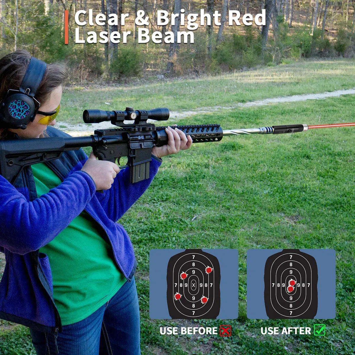 Kit de visée à alésage Rouge Laser Bore Sighter pour Calibre de 0.17 à 0.54 pour Lunette de visée et Arme de Poing, Airsoft