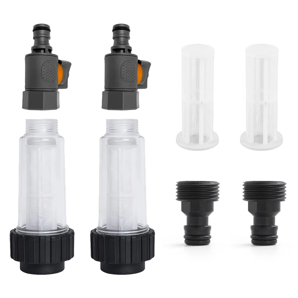 Beatific Lot de 2 filtres à eau pour camping-car avec tamis de rechange avec adaptateur rapide 3/4" et vanne de régulation, avec insert de filtre à eau, pour camping-cars, caravanes et accessoires de