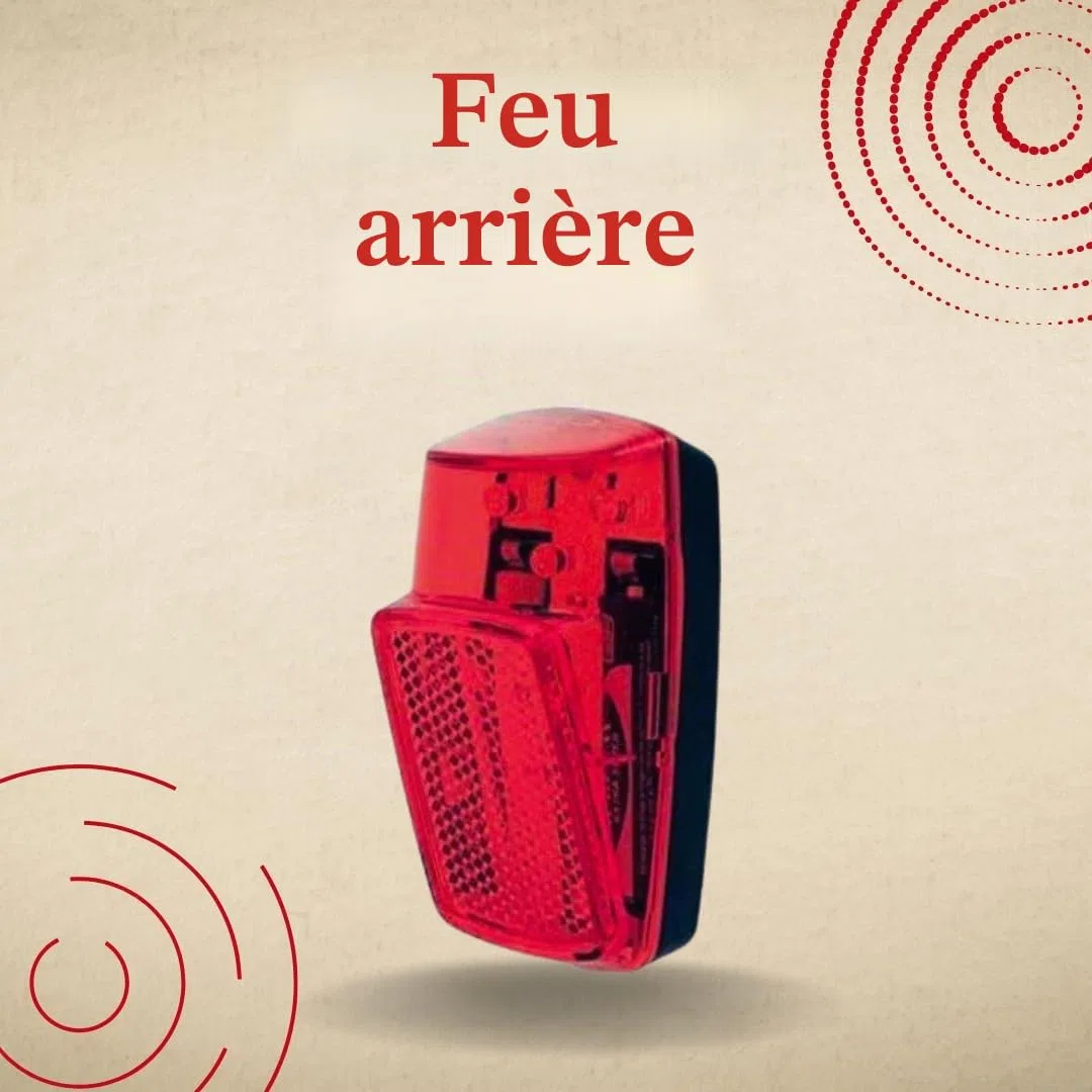 Kit feux avant et arrière vélo style vintage 3 LED – Feu avant vélo + Feu arrière de vélo rouge garde-boue – Piles incluses – Graziella Hollanda R City Bike