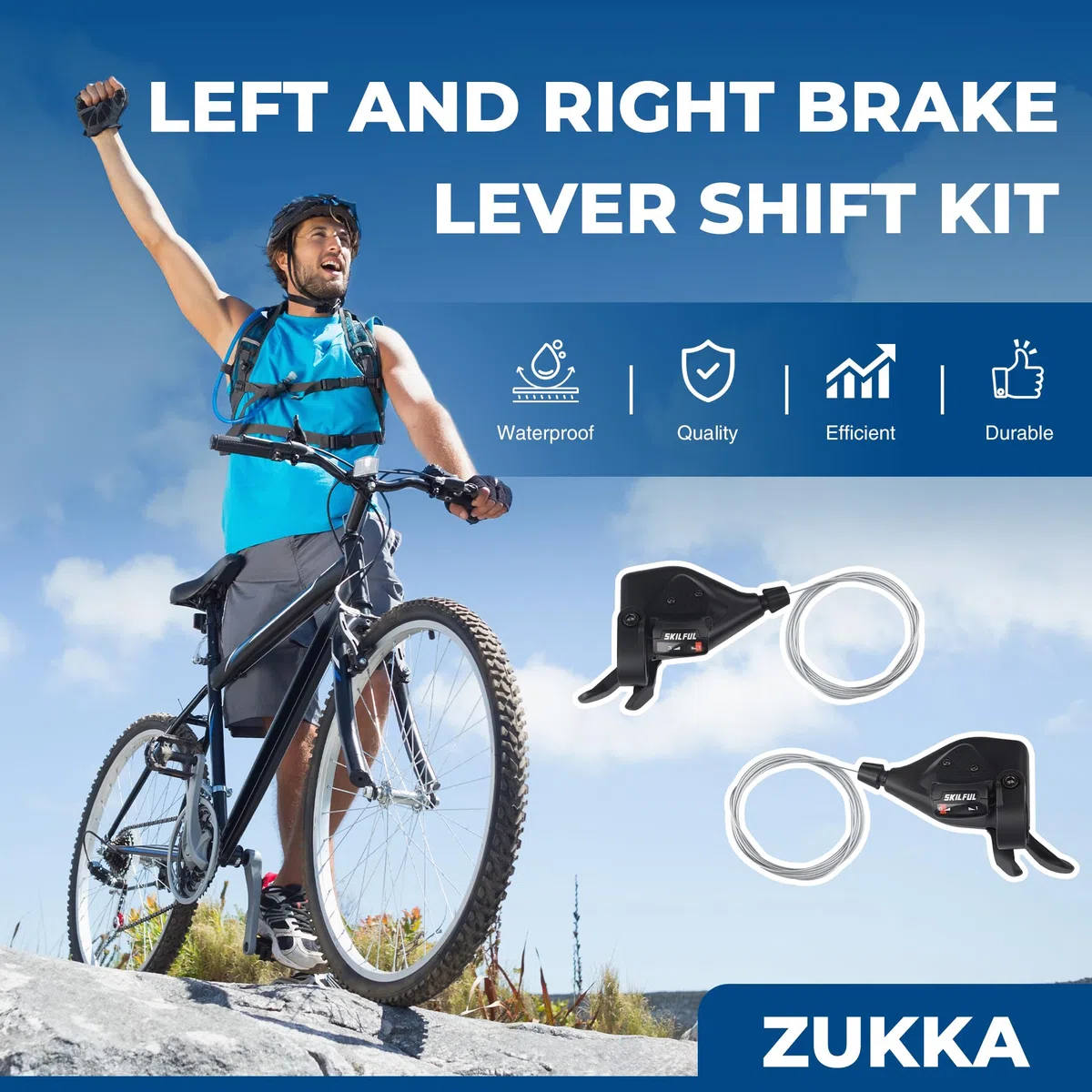 ZUKKA 1 paire de leviers de vitesse de vélo 3 x 8 24 vitesses pour VTT, vélo de route, VTT, BMX, noir