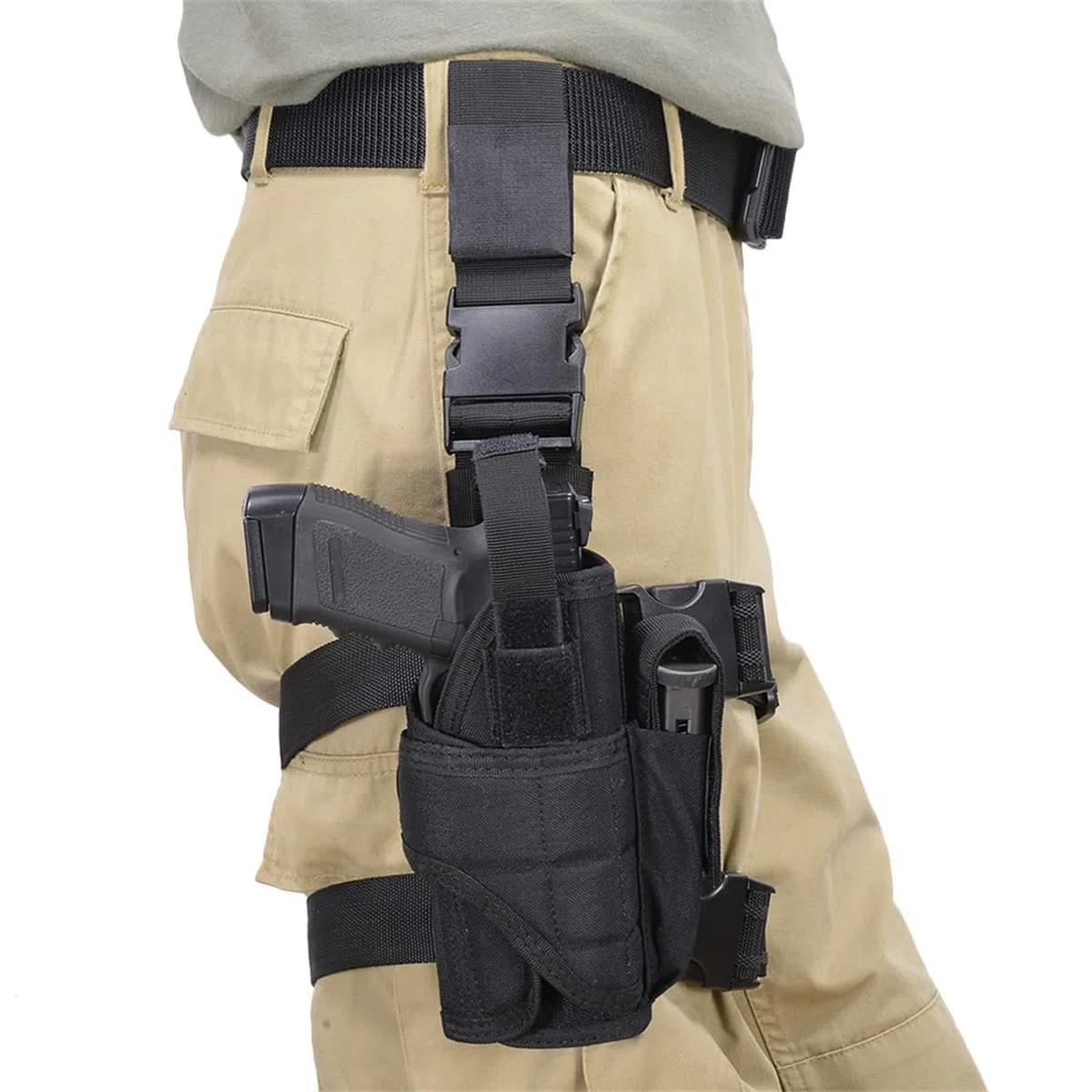 Etui à Pistolet Holster De Cuisse Jambe Droite, Tactique Cuisse Holster, Holster Réglable Armée Pistolet Pouch Jambe Cuisse Holster pour Police Armée Chasse Sport Combat