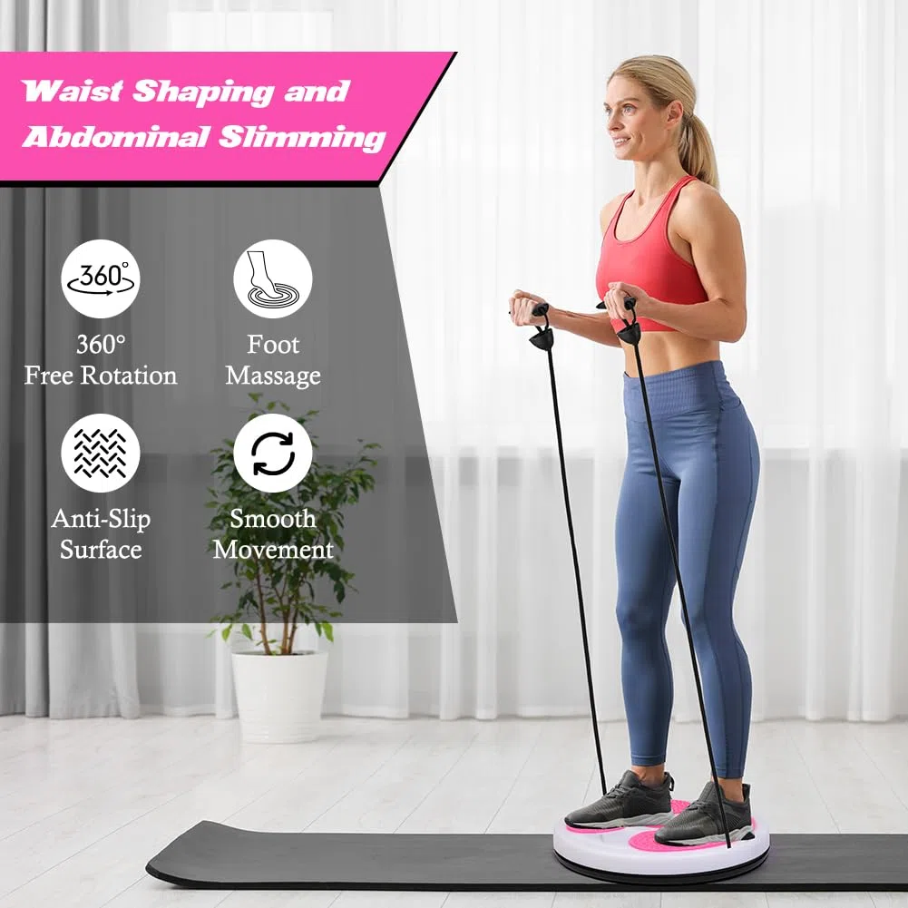 Flintronic Twist Disque de Taille, Disque de Torsion Fitness avec Corde, Twist Waist Board, Tour de Taille Torsion Disque, Planche d'équilibre Wobble Balance Board pour la Taille et Le Fitness