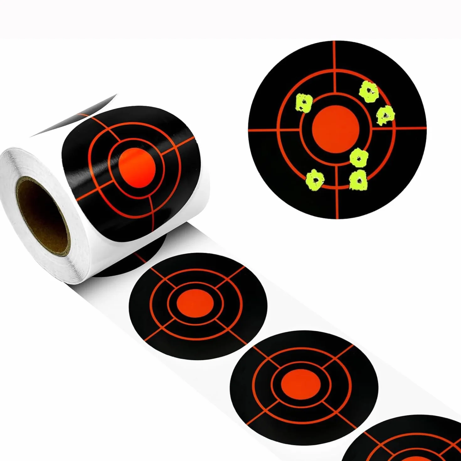 Atflbox 250 pièces Cibles de tir Autocollantes avec disques réactifs Jaune Fluorescent Cibles en Papier de 7,6 cm pour Exercices de tir au Fusil, Pistolet et Pistolet BB Airsoft