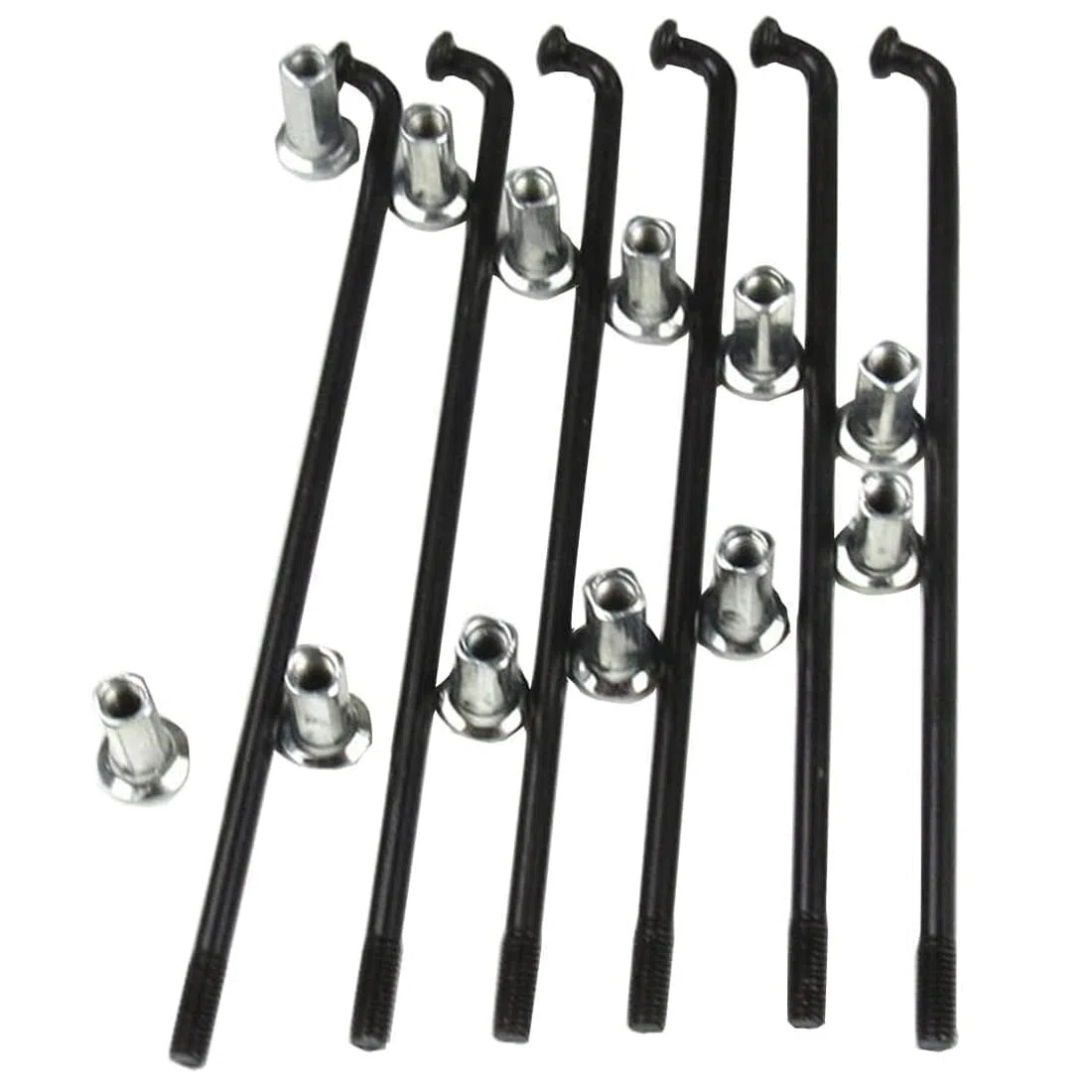 Lot de 28 rayons de vélo électrique en acier 12 G avec capuchon en cuivre Noir