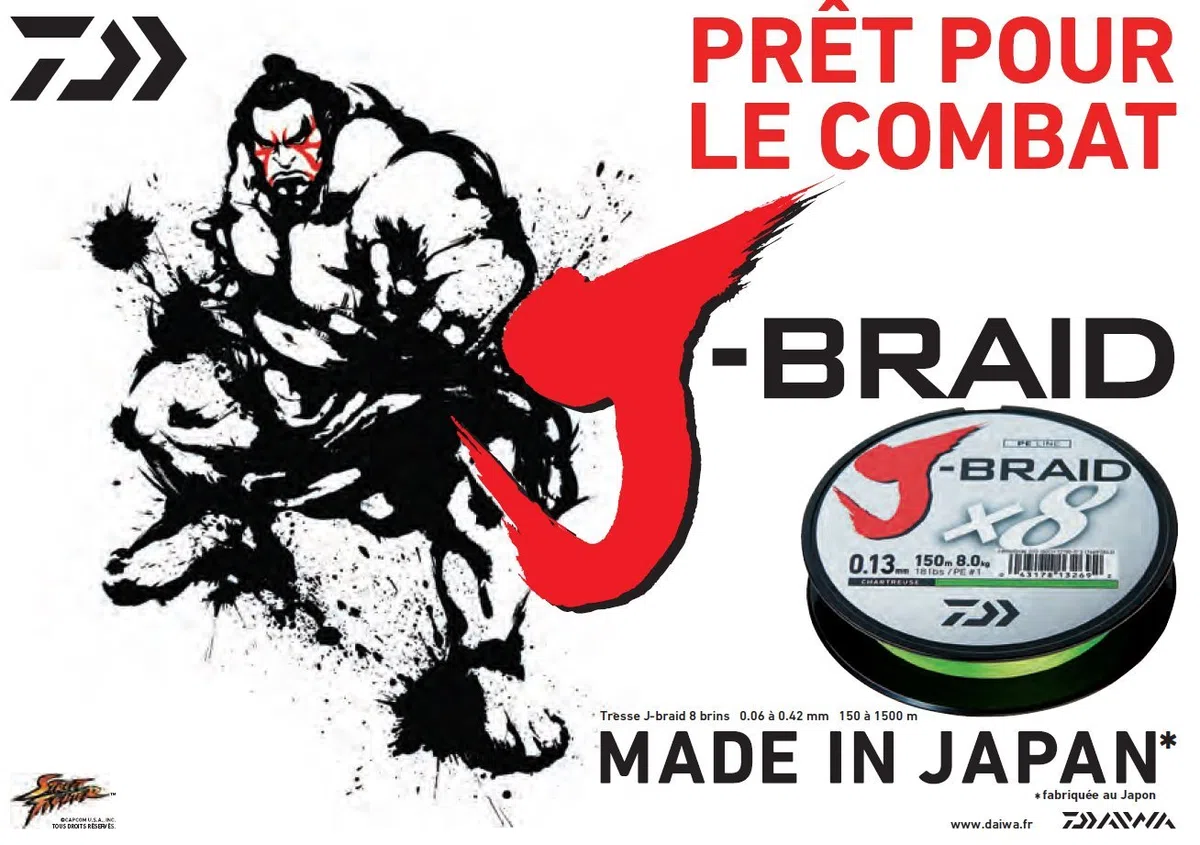 Daiwa J-Braid 8 Braid 0.35mm, 36.0kg / 79.0lbs, 300m vert foncé, ligne de pêche tressée ronde