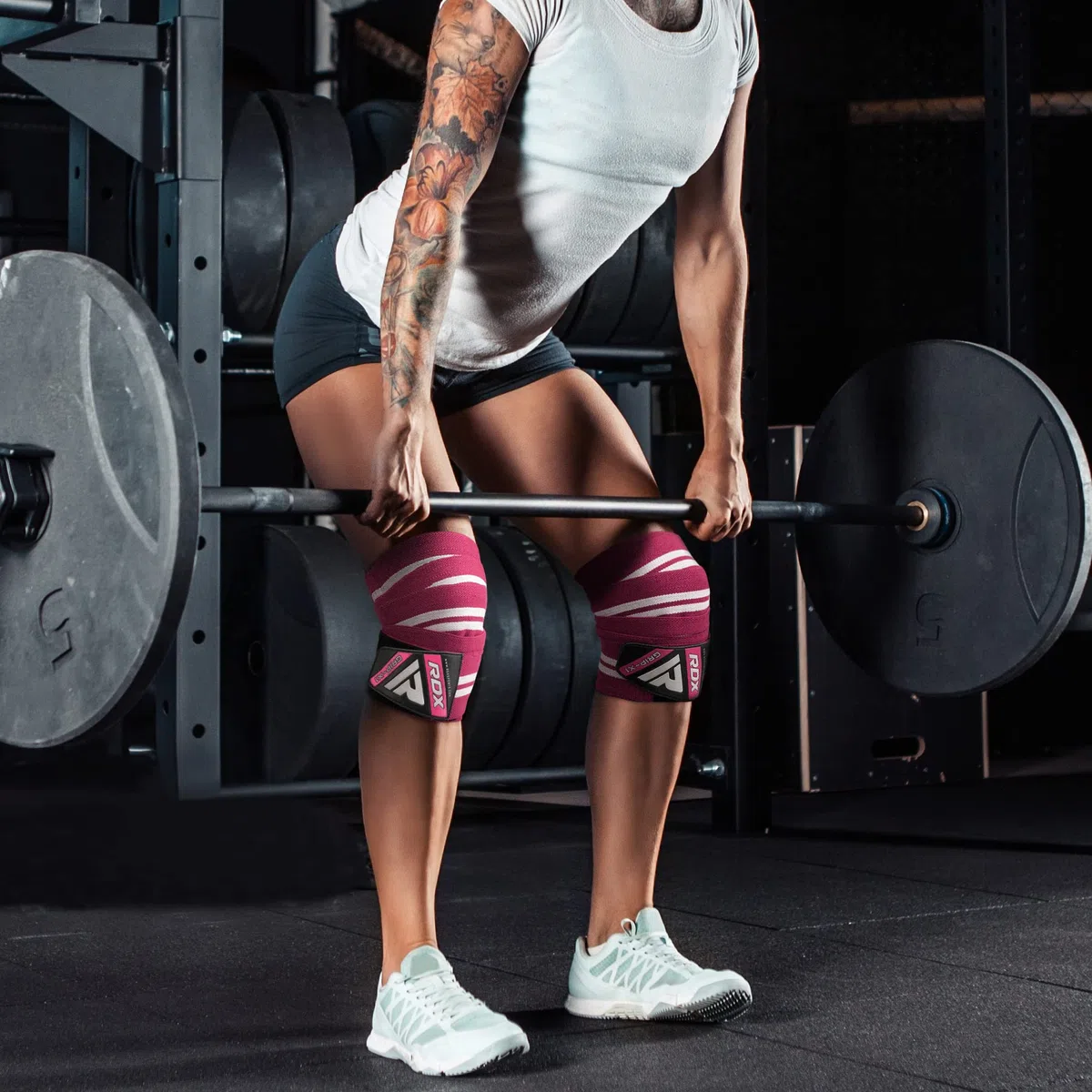 RDX Genouillère Bandage Musculation Fitness Protège Genou,Approuvé par IPL et USPA,Sangles de Genou pour Haltérophilie Entraînement, Powerlifting, Squats,Élastique Sport Knee Wraps