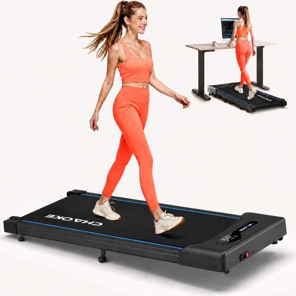 Tapis de Marche électrique CHAOKE – Inclinaison 9%, Moteur Puissant et Silencieux, Vitesse réglable Jusqu’à 10 km/h