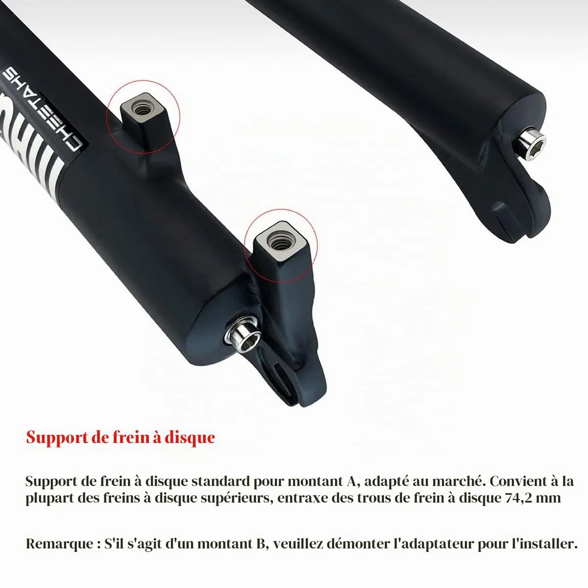 Fourche de suspension de vélo VTT double épaulement 160 mm Voyage 1-1/8", frein à disque de descente, compatible avec roues de 26 / 27,5 / 29 pouces