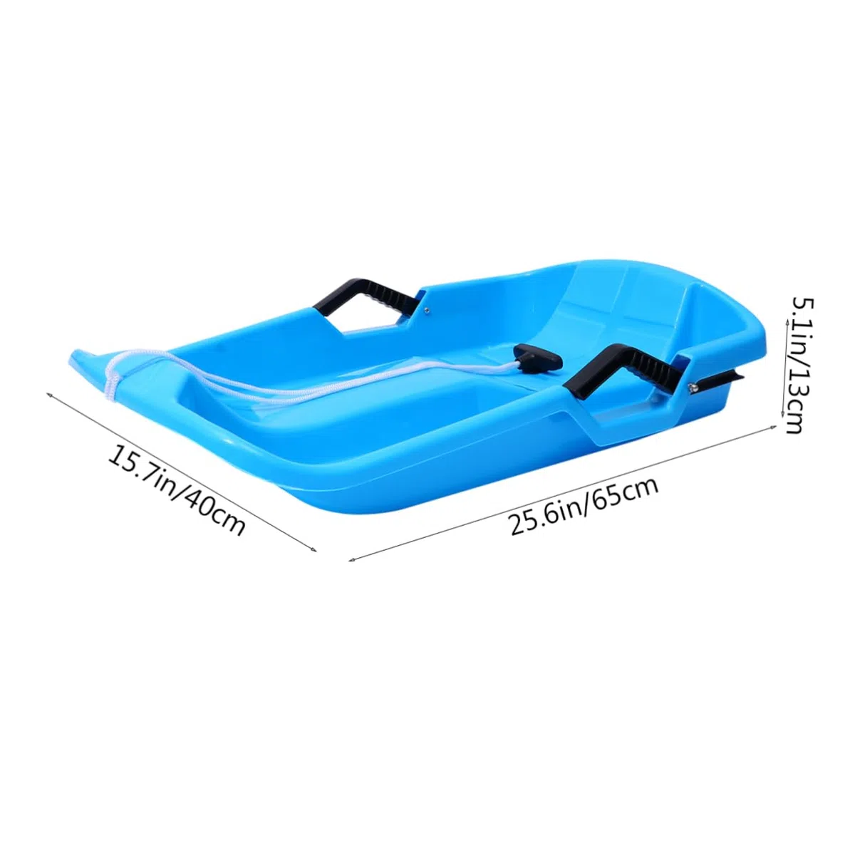 TraîNeau À Neige en Plastique 65Cm Luge Adulte Et Enfant avec PoignéE AntidéRapante Ergonomique pour Sports d'hiver Plein Air
