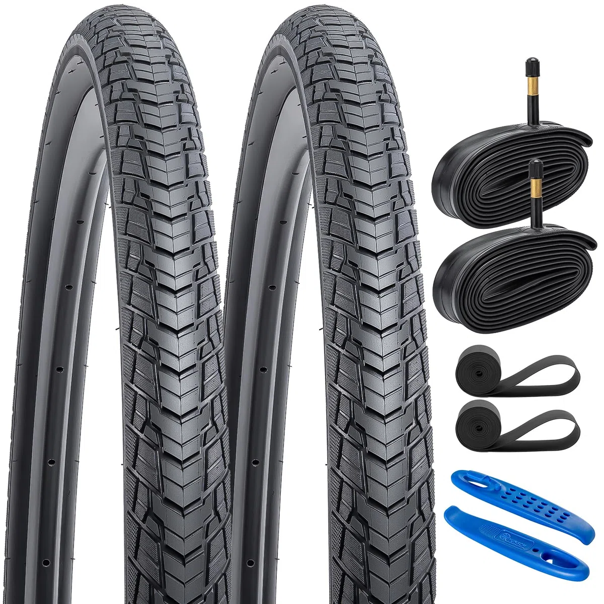 2-PCS 700C Vélo pneus 700x45C 28x1.75 (47-622) and 700C Vélo Chambre à air with Compatible with 700x43C 700x45C 28x1.75 700x46C Vélo Bike pneus and Chambre à air (Y-1130)