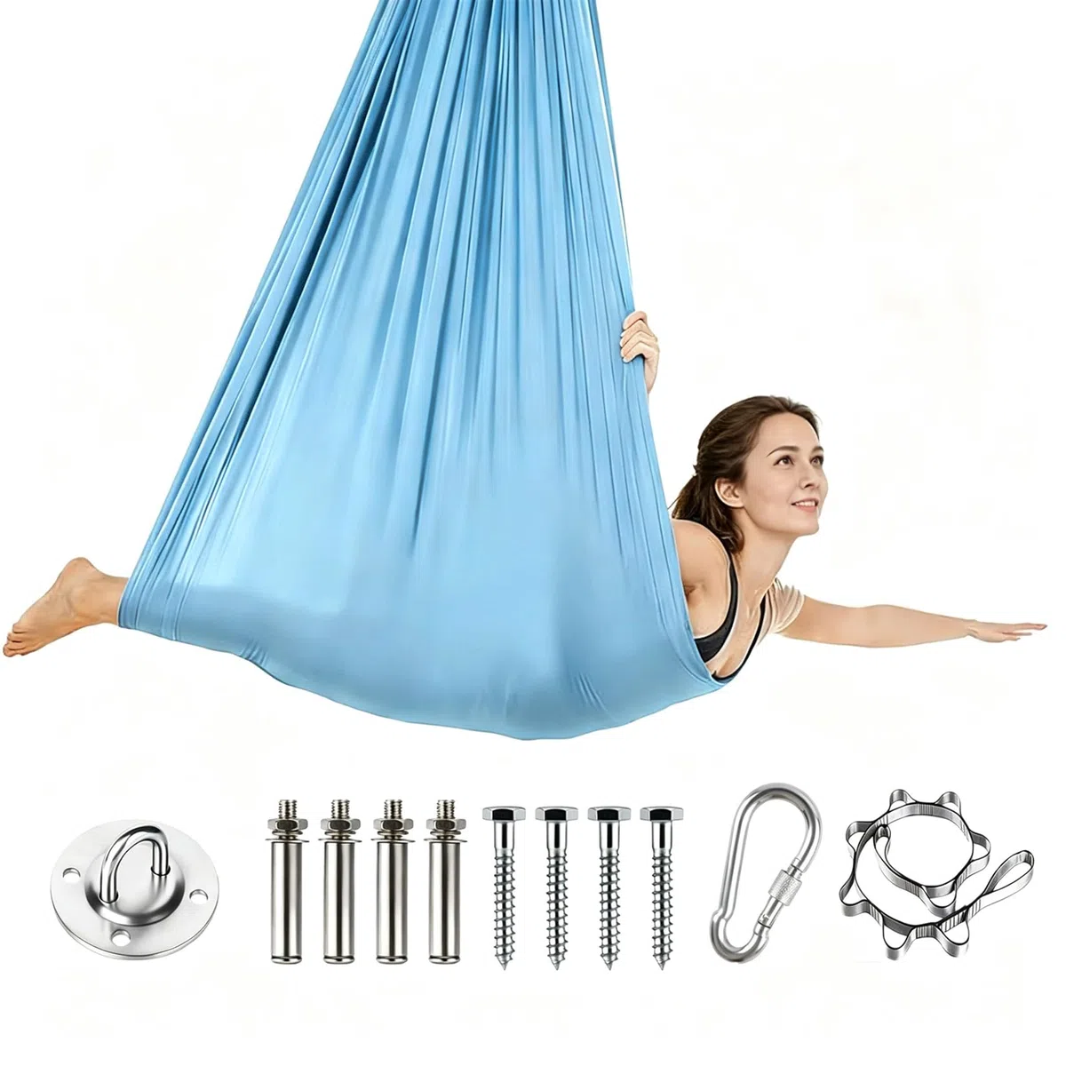 Hamac de Yoga Aérien 280x150 cm, Capacité de Charge 500 kg, Kit Complet D'Installation Inclus, Accessoires De Yoga Anti-Gravité pour Adultes