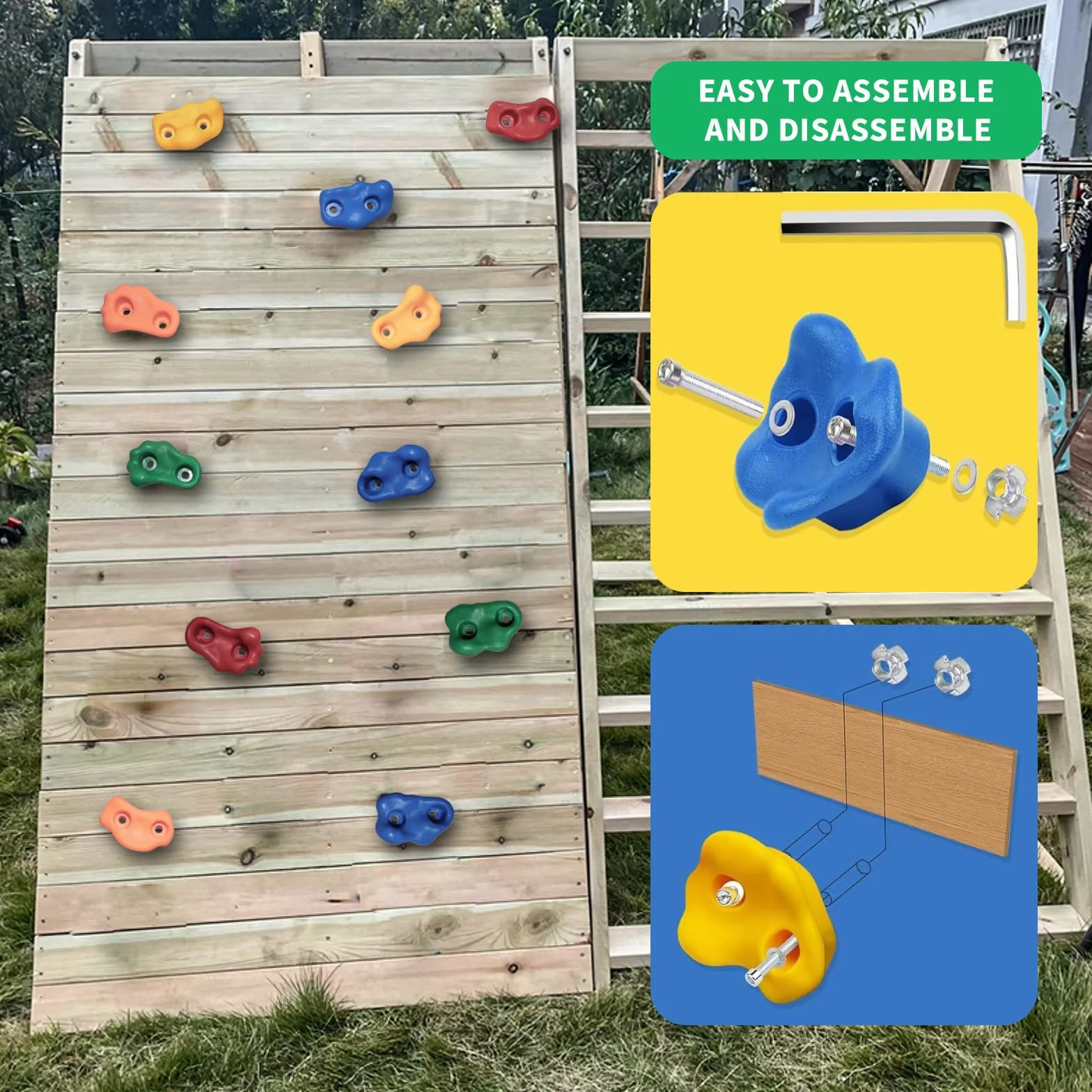 CIMOYBAI 12 pcs Prises d'escalade, avec poignées de Maintien Aire de Jeux，Pierres à Grimper Enfants Outdoor, Prises d'escalade Enfants Multicolores, Prises pour Murs d'escalade avec vis de Fixation