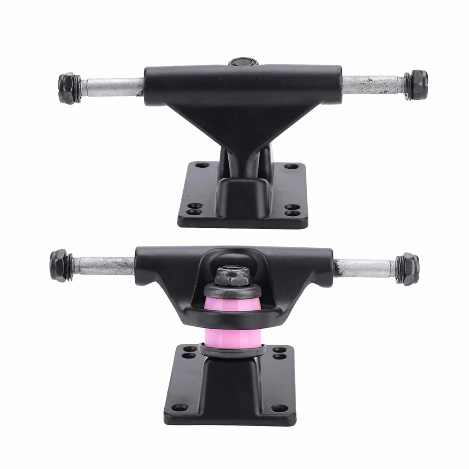 KIMISS 2pcs Skateboard Trucks, Roues ABEC Longboard 3,0 Pouces Skateboard Combo 3,25 Pouces Camions 3,8, Camions Tonnerre, 2 Accessoires Skatebaord (Couleur Aléatoire du Coussinet en PU)