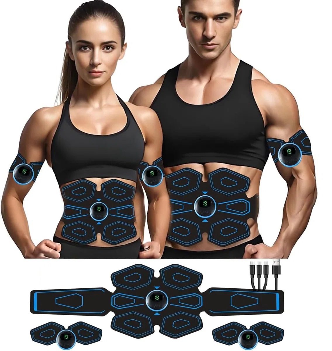 AILEDA Electrostimulateur Musculaire, Ceinture Abdominale Electrostimulation,6 Modes et 19 Intensités, Ceinture Musculation Electrostimulation pour Abdos/Bras/Jambes/Fesses,Homme Femme