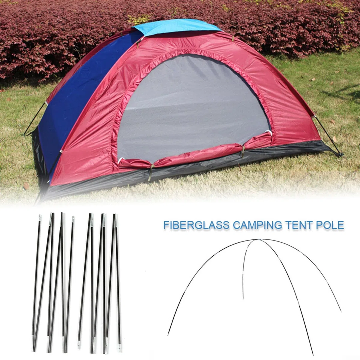 2 pièces de poteaux de tente de camping en fibre de verre, poteaux de tente, arceaux pour toile de tente, poteaux pour toile d'auvent de camping, kit de cadres de support (435)