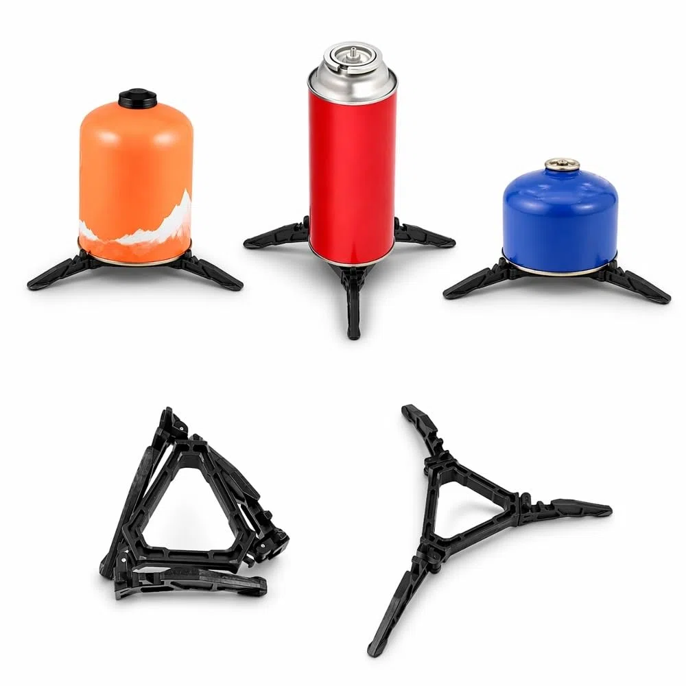 TERRE JARDIN Kit Popote Camping avec Réchaud 12 Pièces - Set Cuisine Camping Compact et Léger - Casseroles Antiadhésives, Réchaud Pliable et Accessoires Outdoor