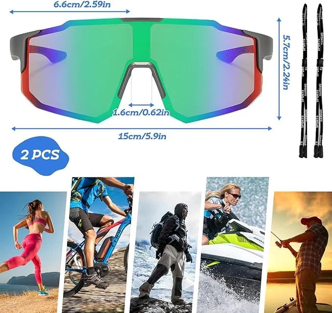 2 Pièces Lunette de Vitesse Homme et Femme Lunette Vitesse UV400 Lunettes Vitesse Homme pour Activités de Plein air Comme Le Cyclisme, La Course L'escalade La Pêche, Bleu + Rouge