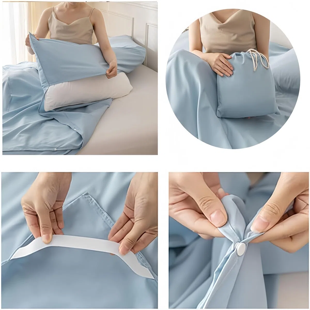 Sac De Couchage en Coton Drap De Couchage 1 2 Personnes Draps, avec Fente Couchage pour Oreiller pour Hôtel, Motel Et Voyage en Sac à Dos, Drap De Camping Léger