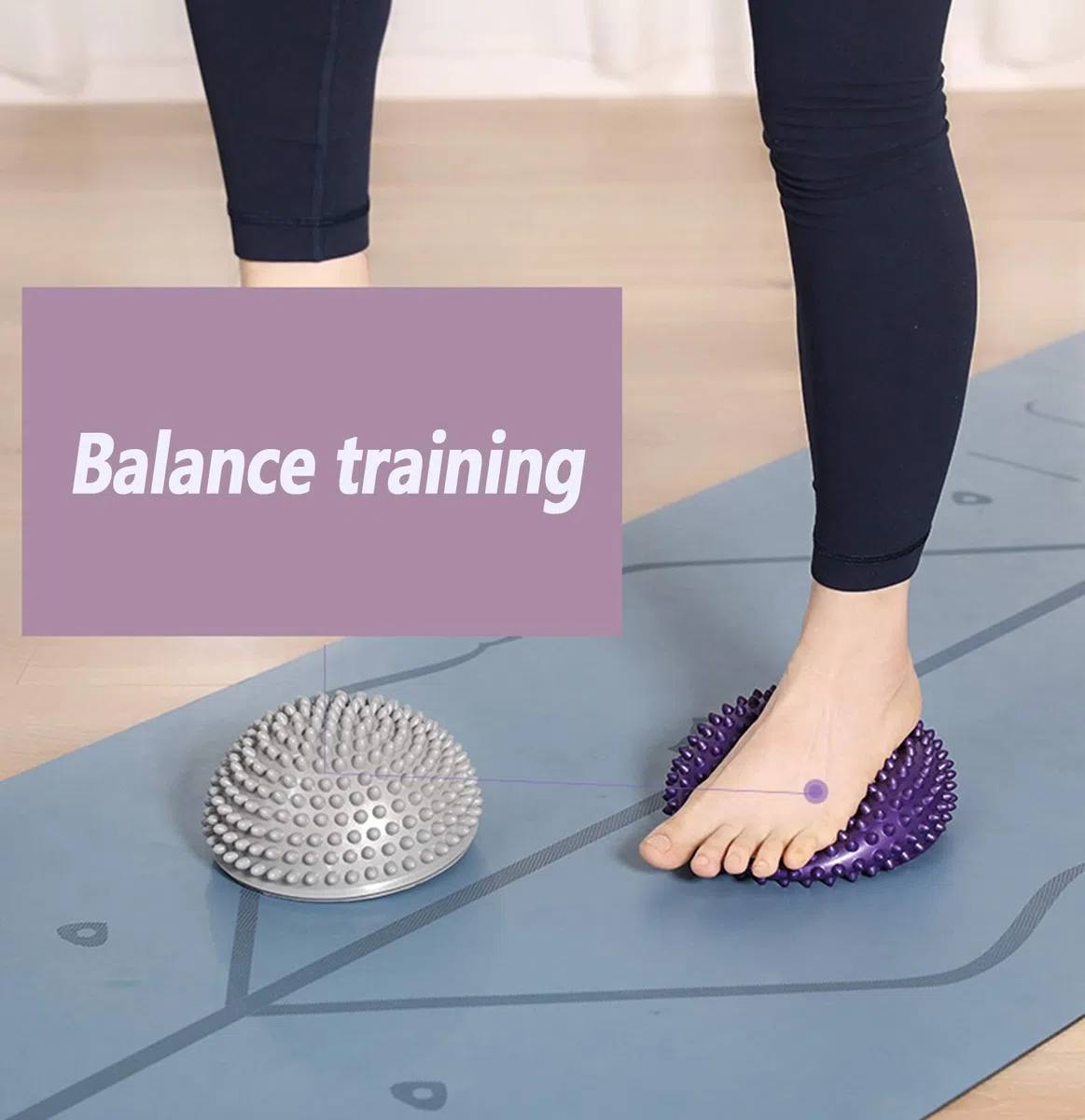 Lot de 2 Boule H'équilibre Hérisson, Demi Balles de Yoga Pied de Massage, Balance Disque Gonflable d'équilibre de Yoga Hérisson, Coussin de Balance pour Entraînement Sport Yoga Fitness Exercice