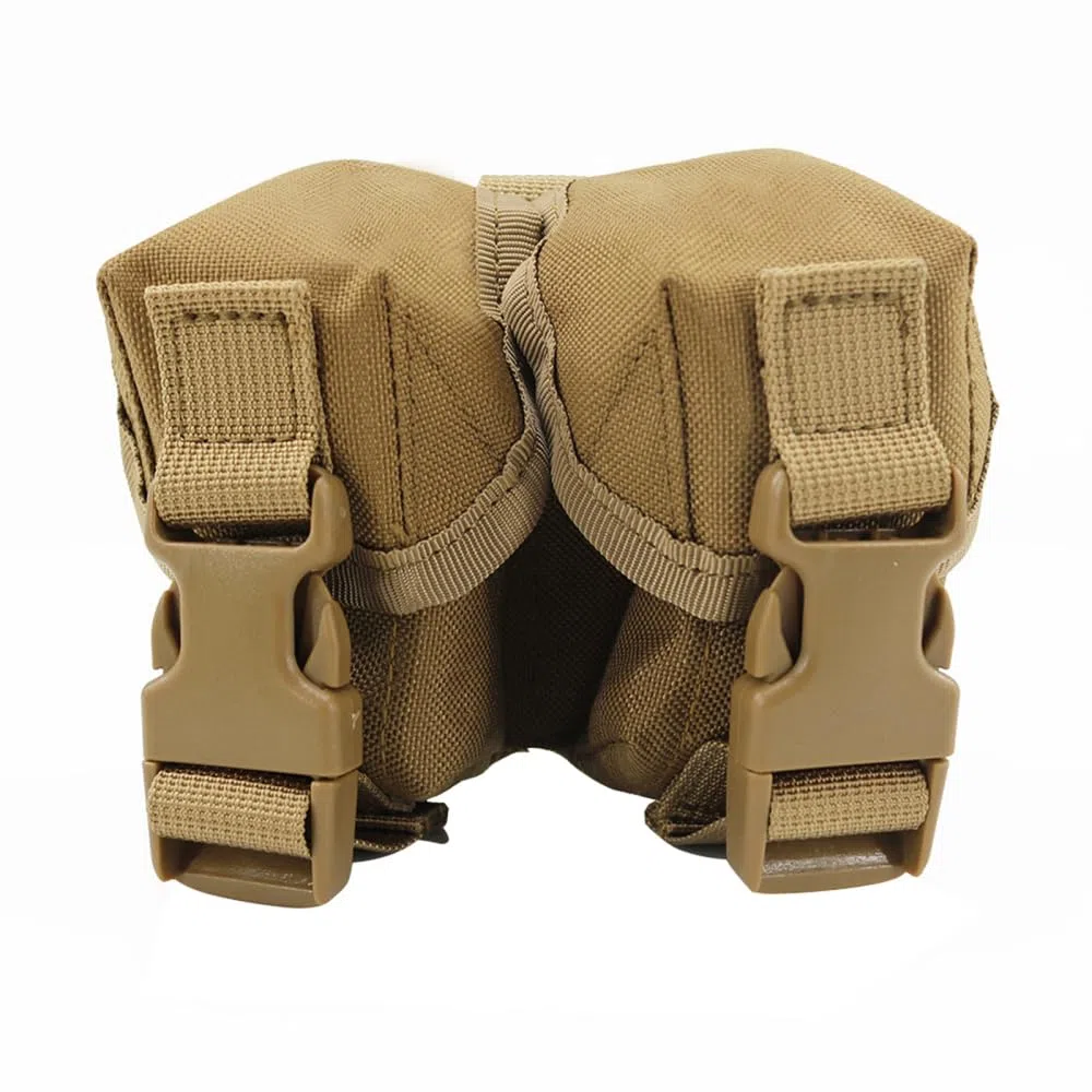 Pochette pour Grenades Double, Pouch Flashbang étanche, étui Grenade Flash Réglable en Nylon 1000D avec Clips de Boucle Portables (4,8cm de Diamètre)