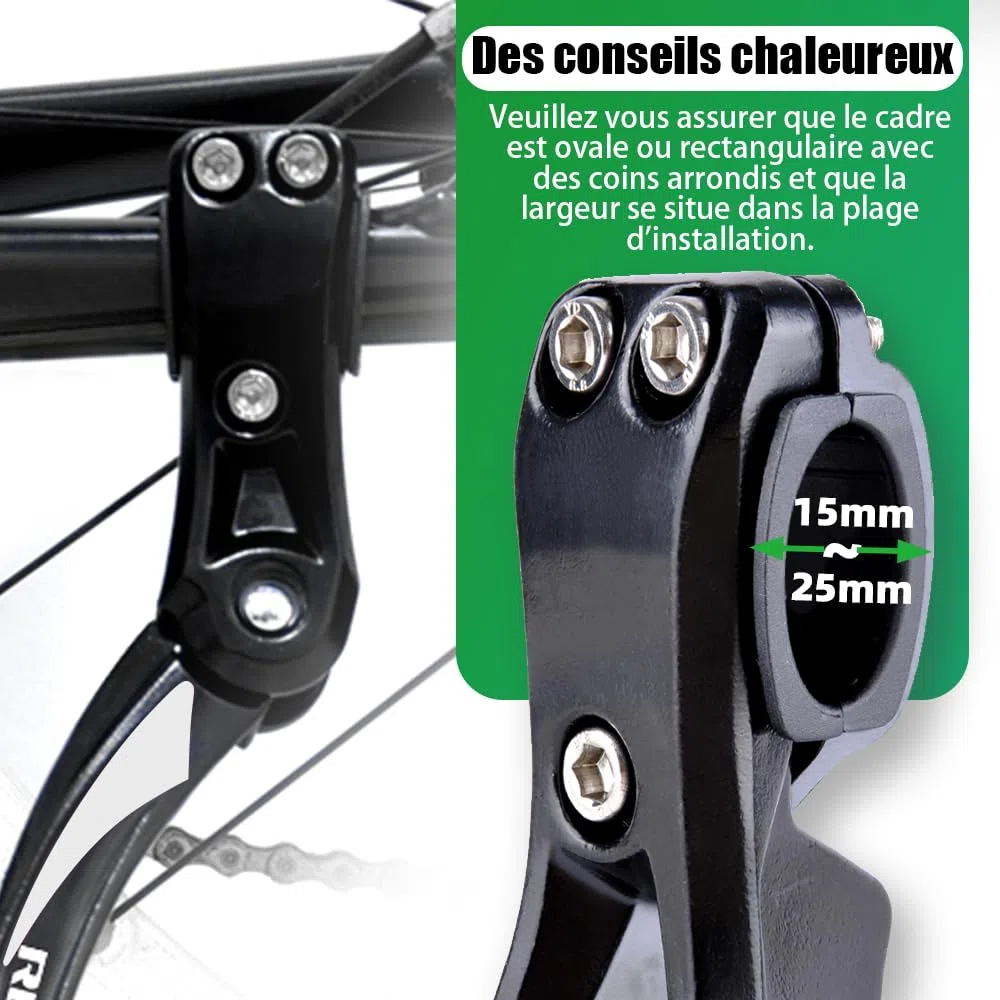 Béquille de vélo en alliage, réglable en hauteur pour vélo de montagne/vélo de route de 61 à 73,7 cm